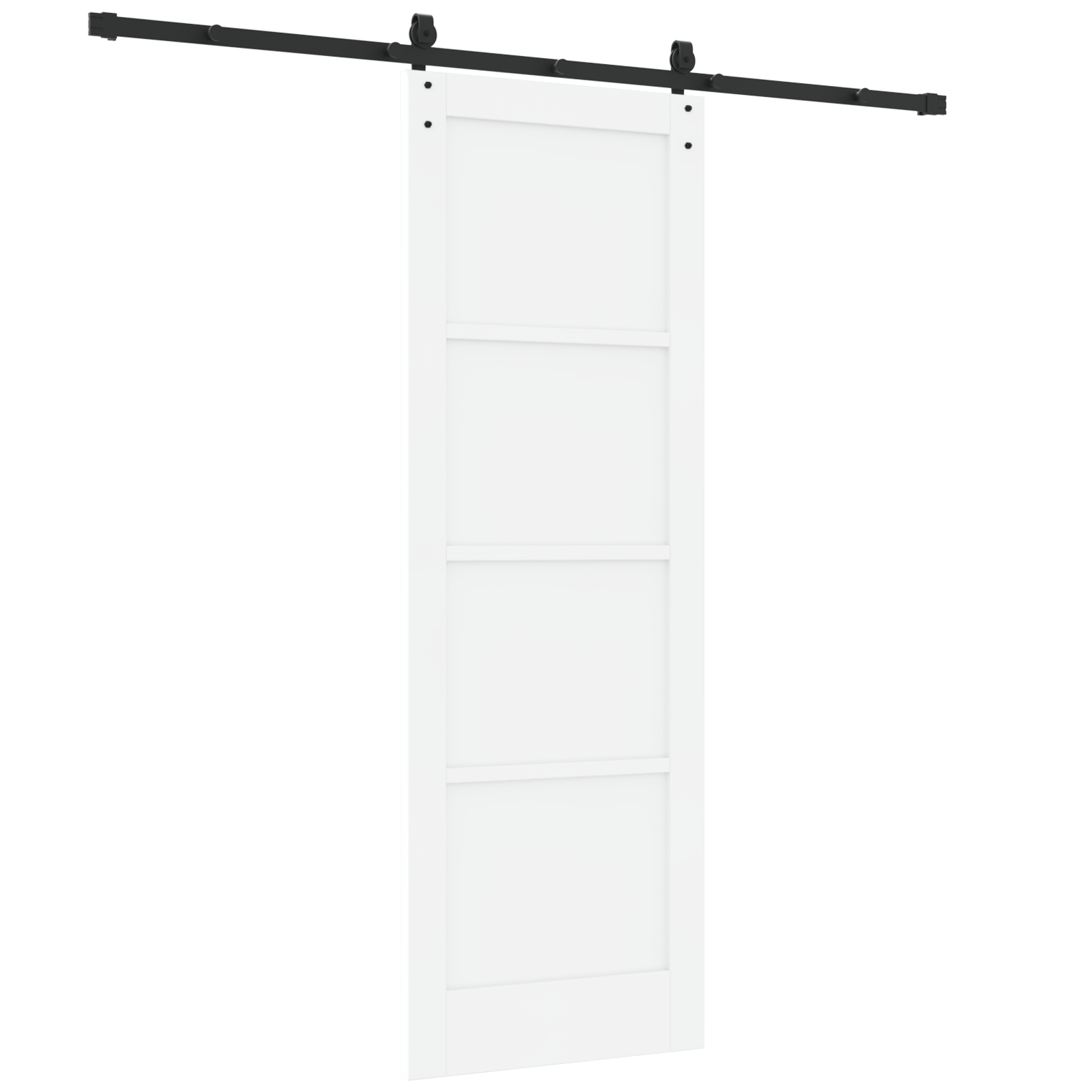 Sliding Door with Hardware Set 'ORKDAL'White Solid Wood Pine - Image 6