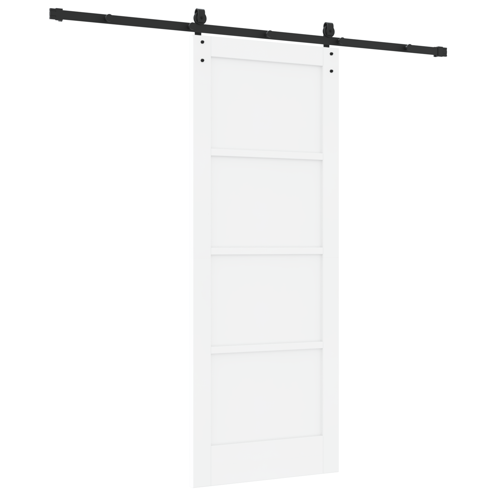 Sliding Door with Hardware Set 'ORKDAL'White Solid Wood Pine - Image 6
