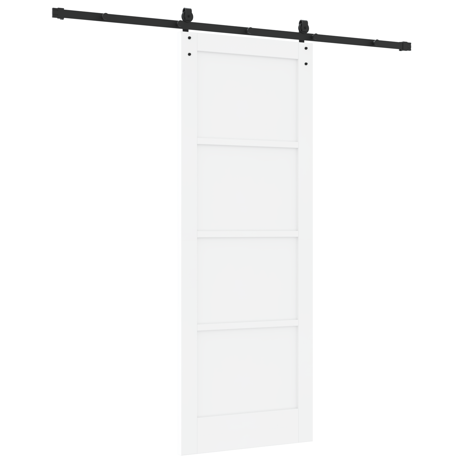 Sliding Door with Hardware Set 'ORKDAL'White Solid Wood Pine - Image 6