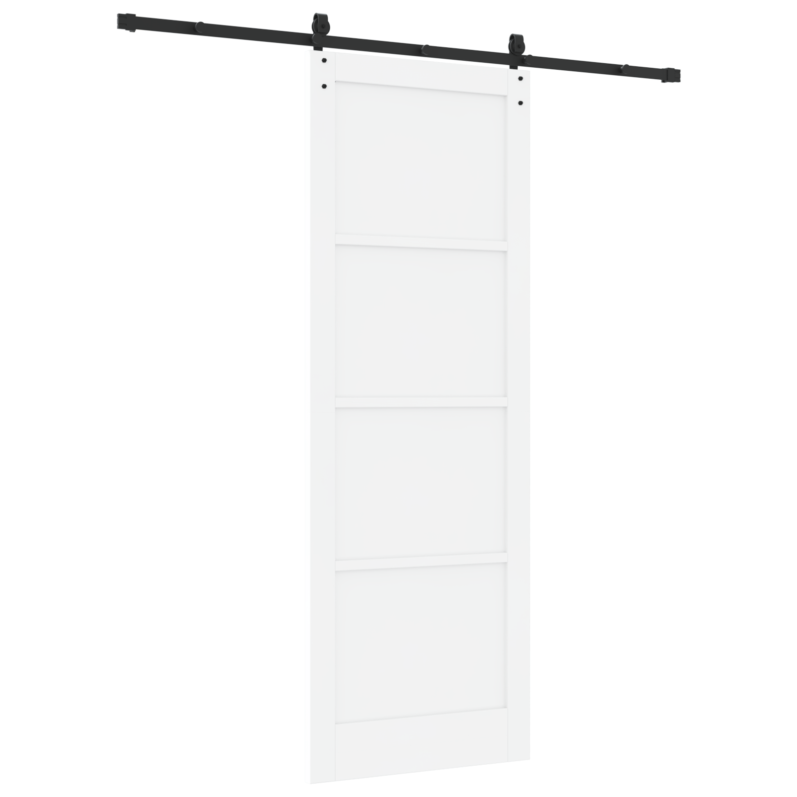 Sliding Door with Hardware Set 'ORKDAL'White Solid Wood Pine - Image 6