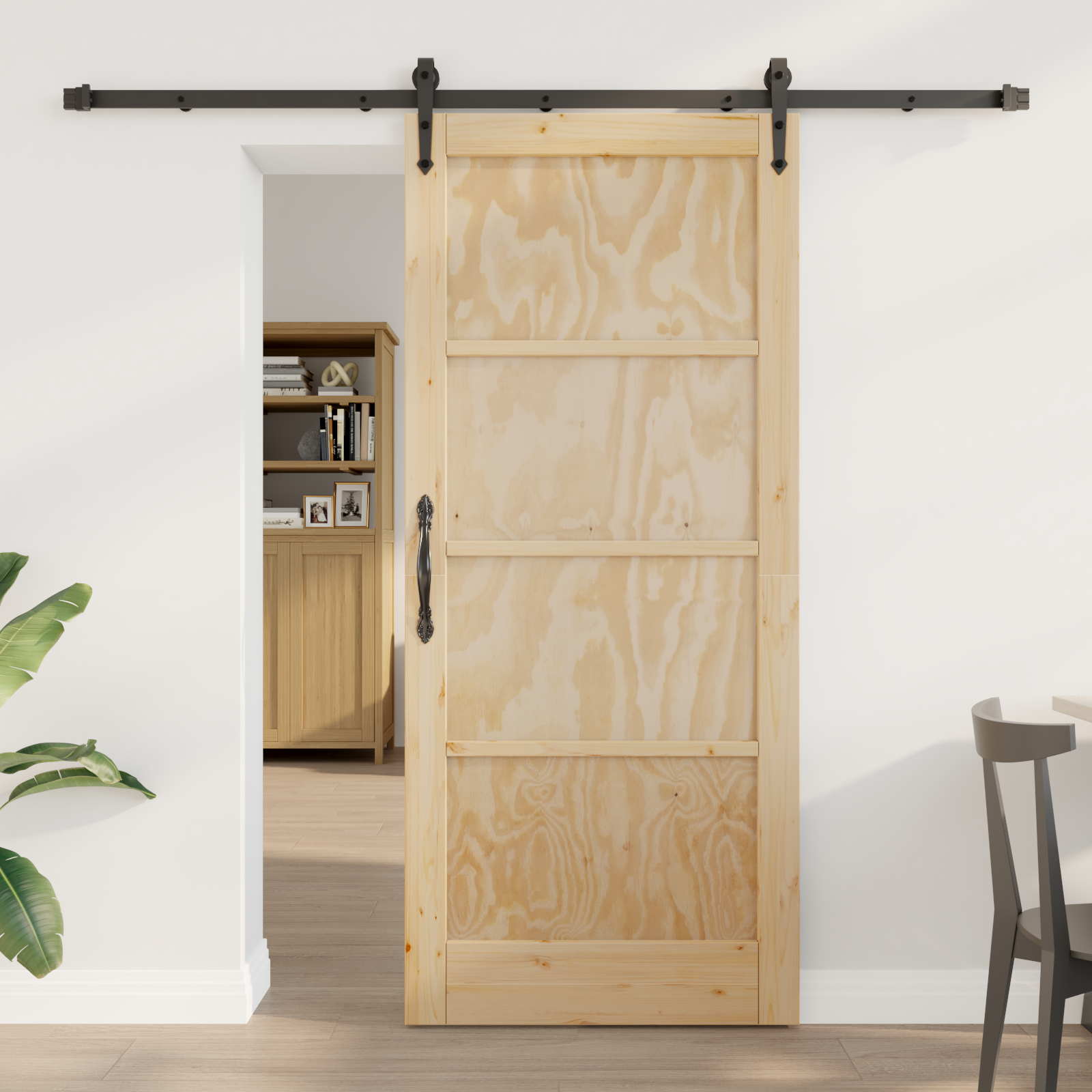 Sliding Door with Hardware Set 'ORKDAL'Solid Wood Pine