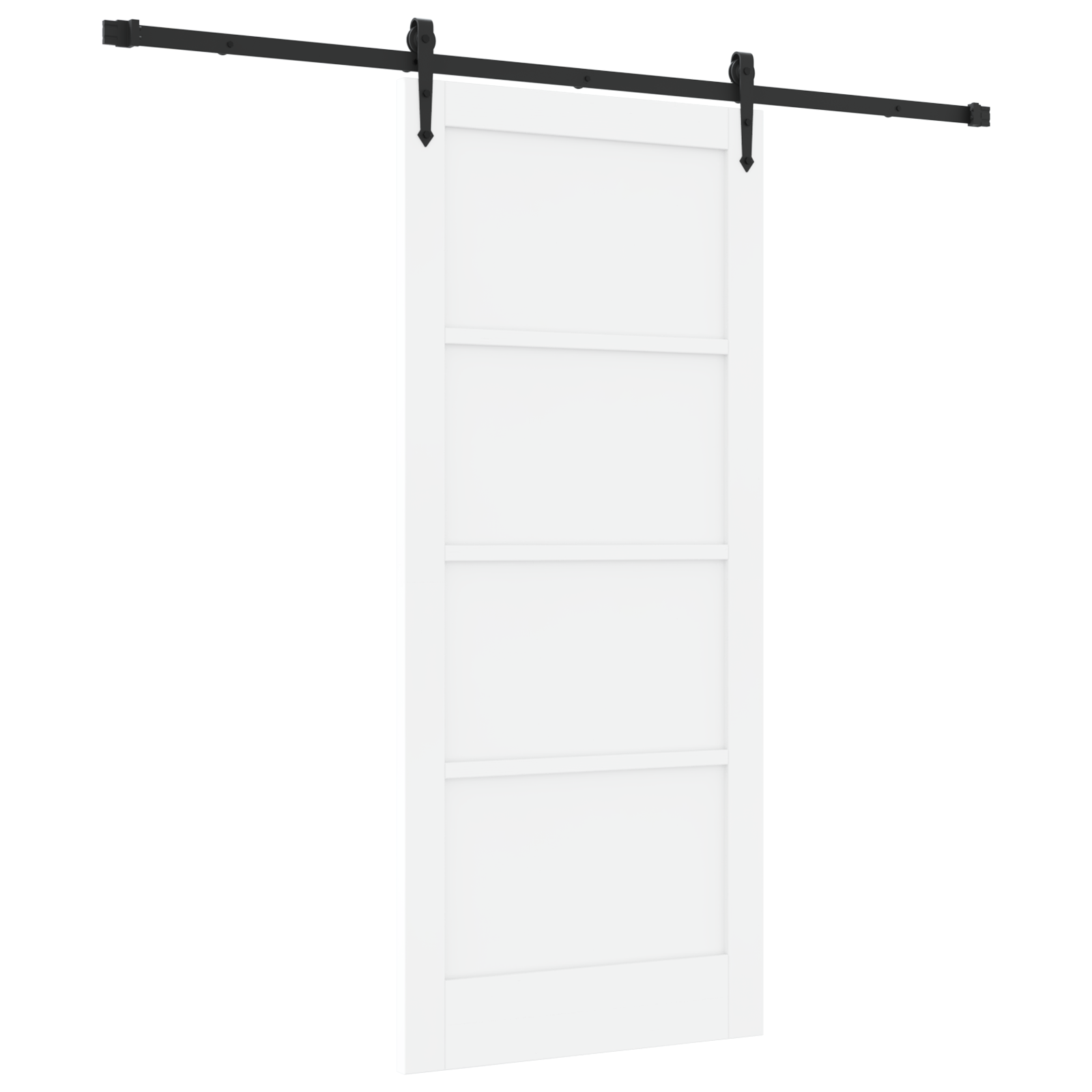 Sliding Door with Hardware Set 'ORKDAL'White Solid Wood Pine - Image 2