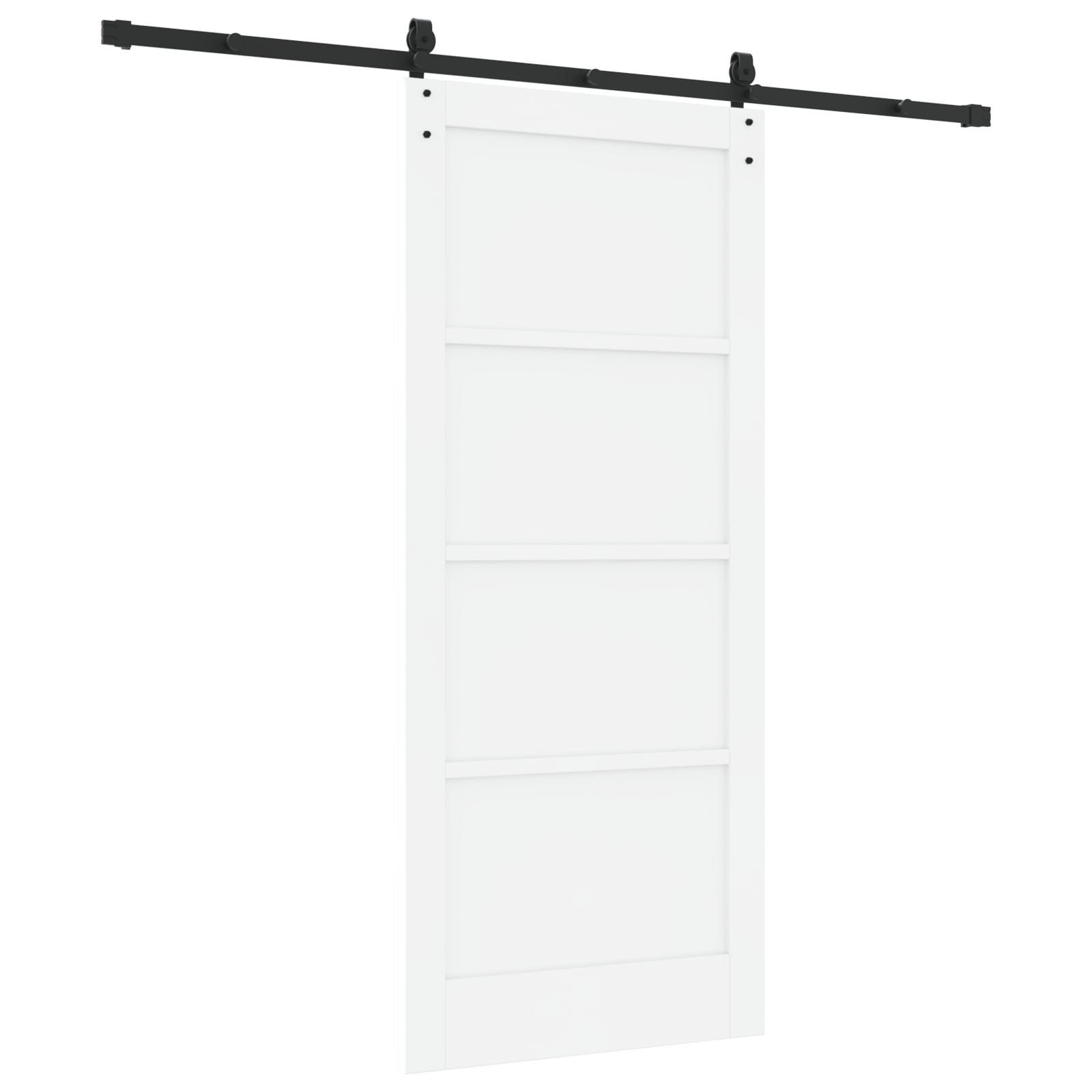 Sliding Door with Hardware Set 'ORKDAL'White Solid Wood Pine - Image 6