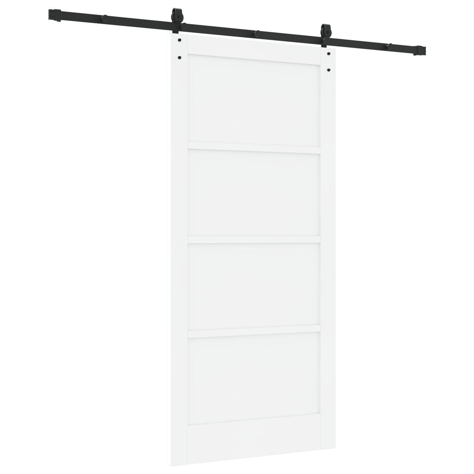 Sliding Door with Hardware Set 'ORKDAL'White Solid Wood Pine - Image 6