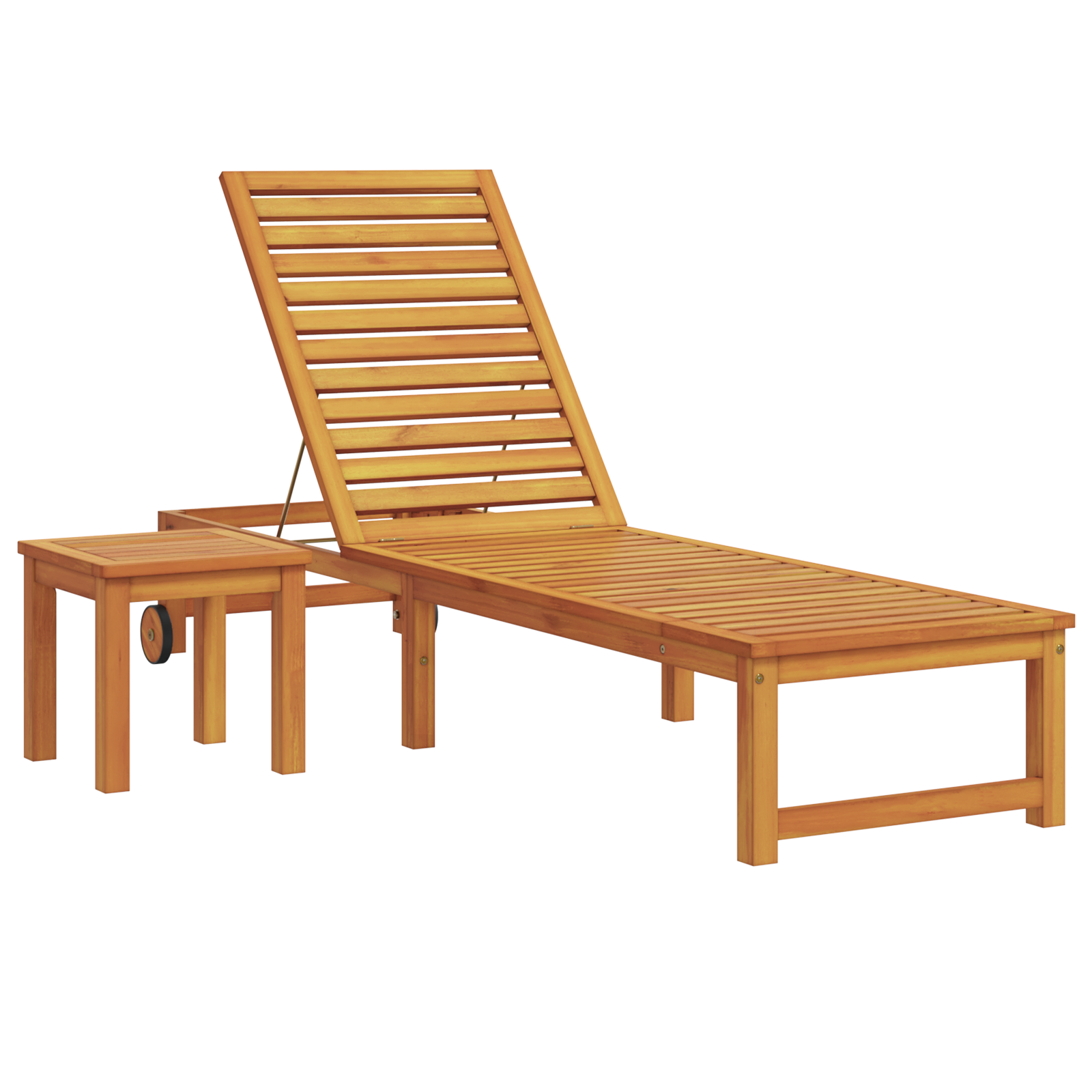Sun Lounger with Table Solid Wood Acacia - Image 4
