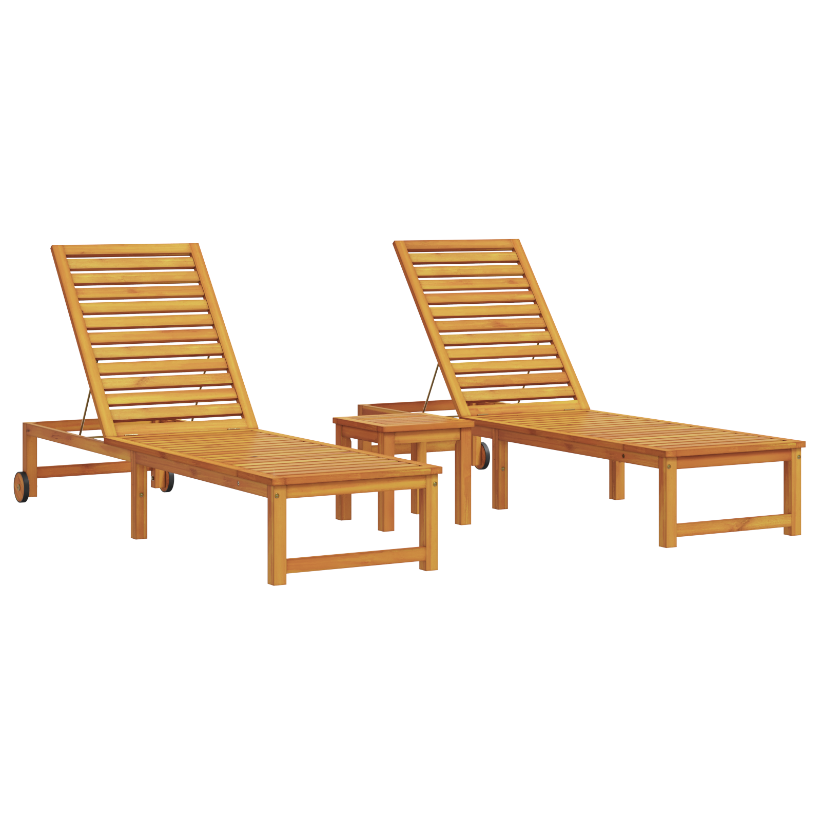Sun Lounger with Table Solid Wood Acacia - Image 2