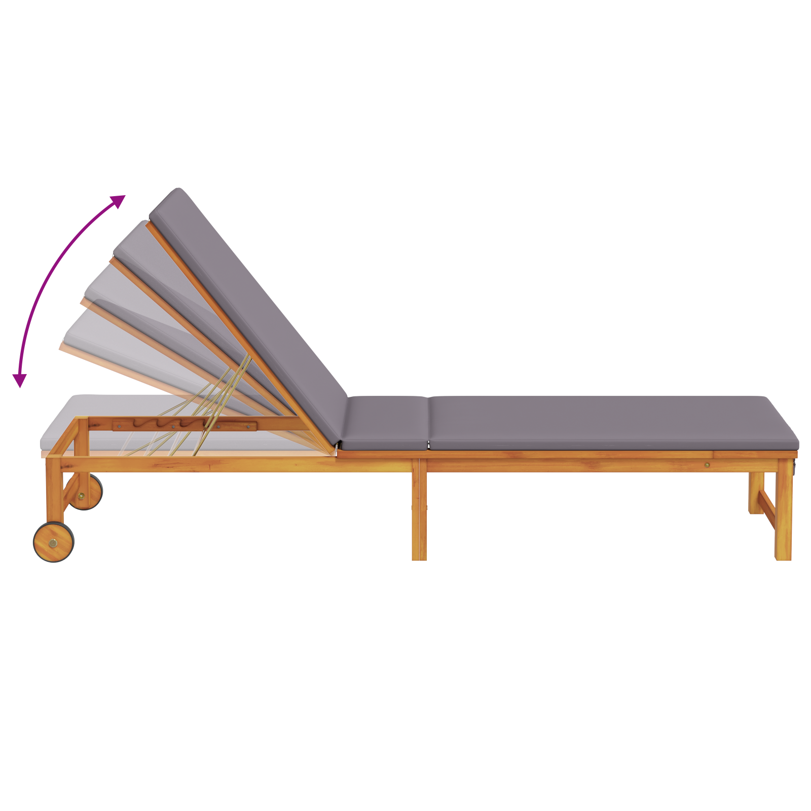 Sun Loungers 2 pcs with Cushions Solid Wood Acacia - Image 7