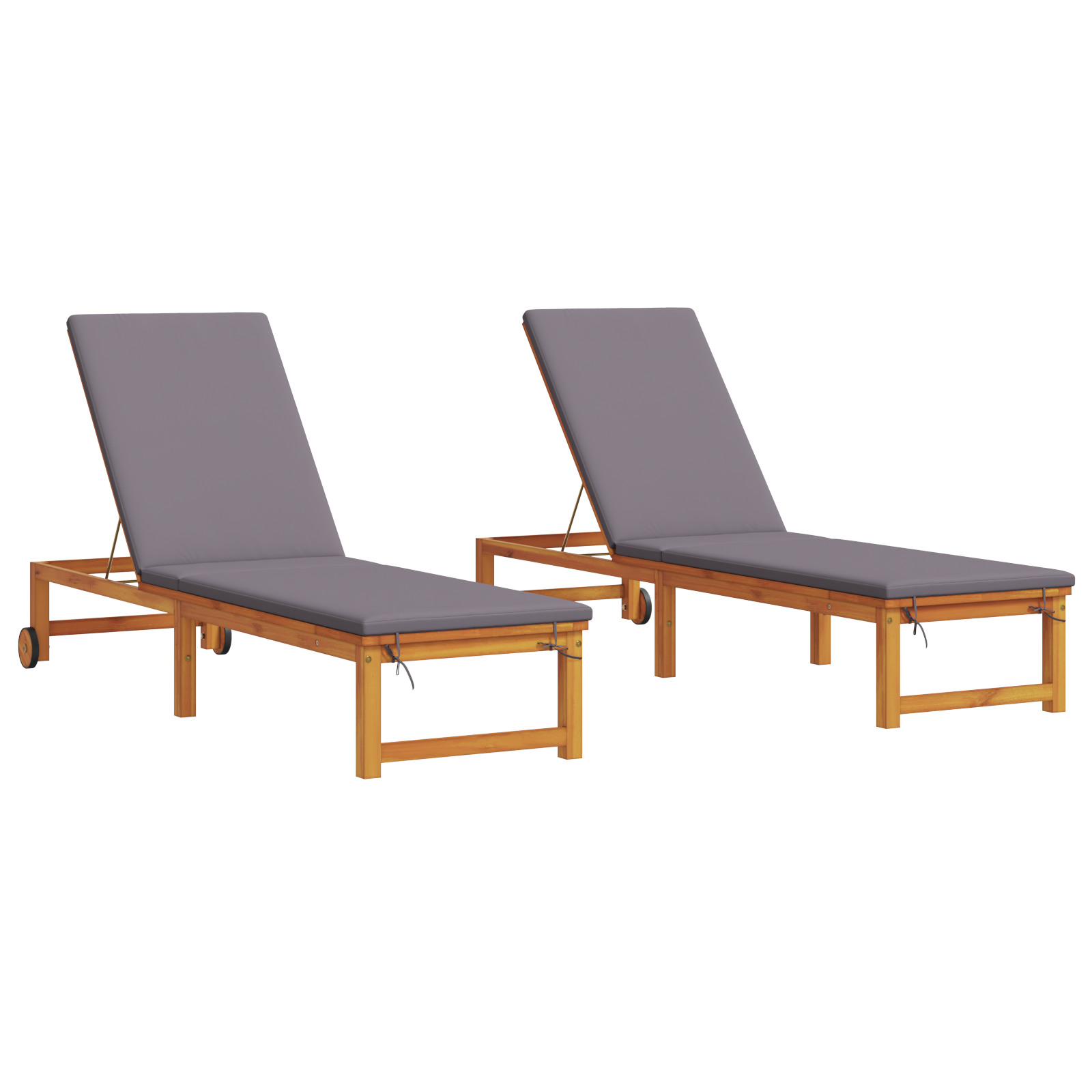 Sun Loungers 2 pcs with Cushions Solid Wood Acacia - Image 2