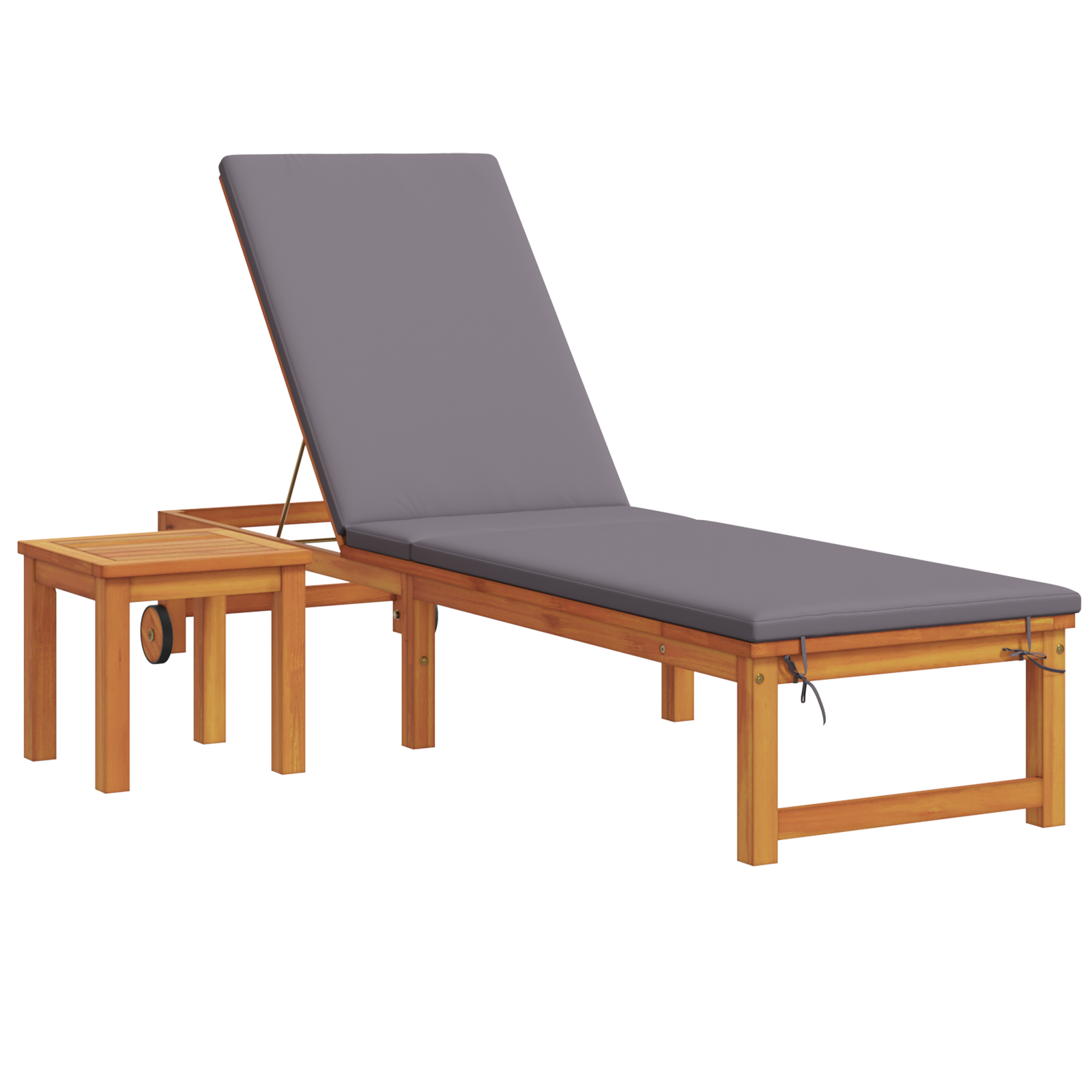 Solseng med Bord og Pude Solidt Akacietræ, vidaXL Solseng med Lysegrå Puder Solidt Akacietræ, vidaXL Have Sidebord 35x35x34 cm Solidt Akacietræ 2 image product%2F3333833%2FP Image 3333833 WBG Angle Main 03