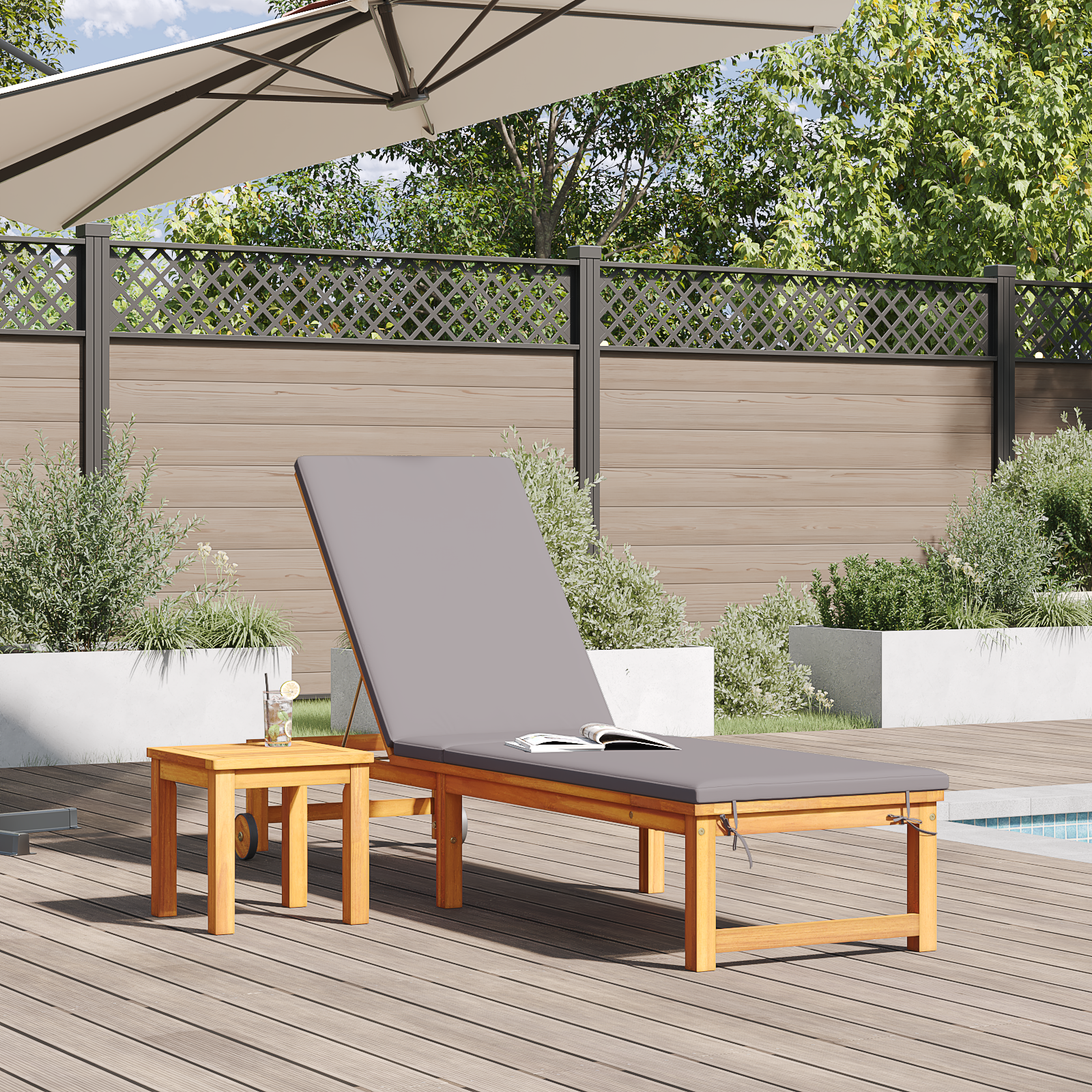 Solseng med Bord og Pude Solidt Akacietræ, vidaXL Solseng med Lysegrå Puder Solidt Akacietræ, vidaXL Have Sidebord 35x35x34 cm Solidt Akacietræ 3 image product%2F3333833%2FP Mood 3333833 Mood Image%20%282%29 02