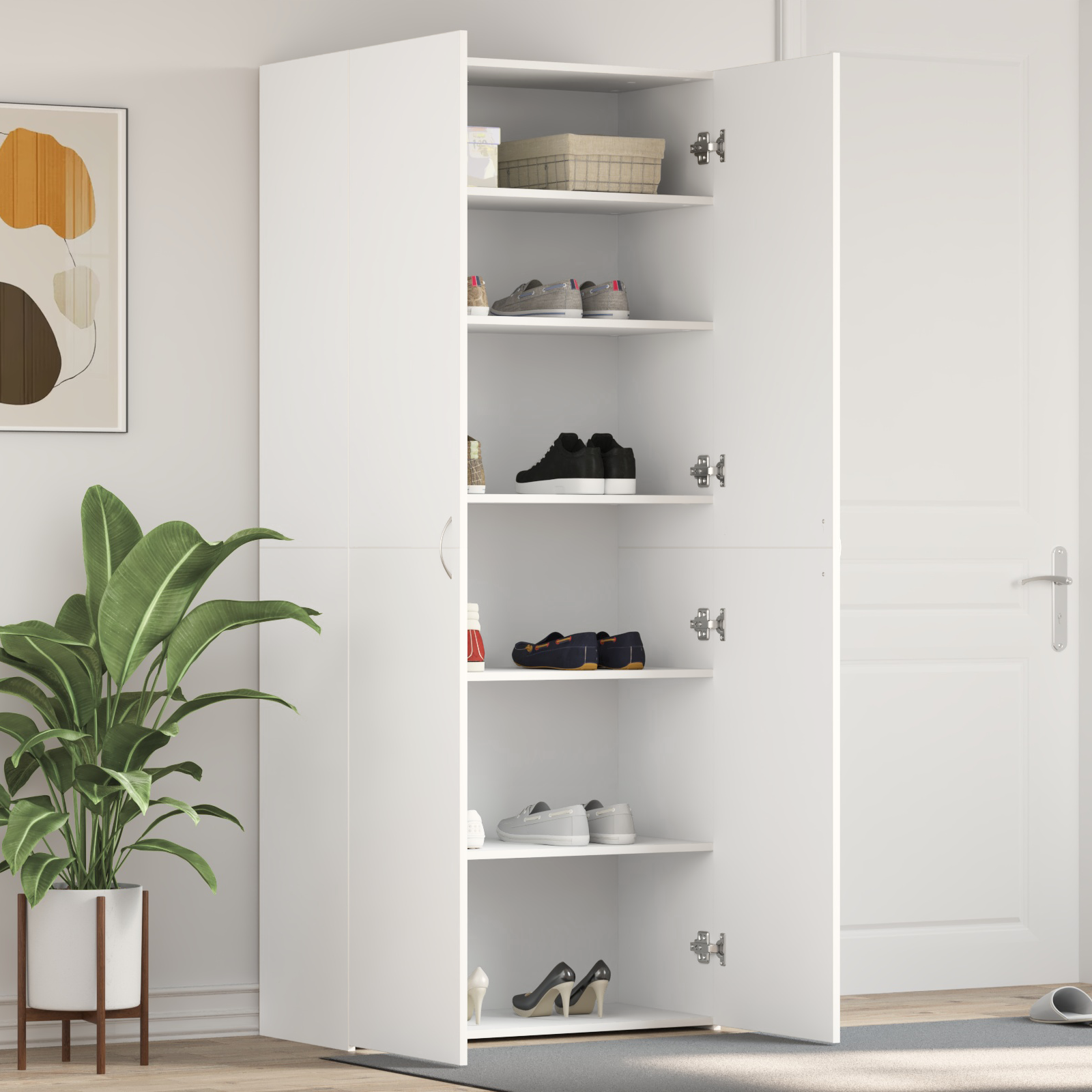 Schoenenkast Wit 80×35.5×180 cm Gefabriceerd Hout
