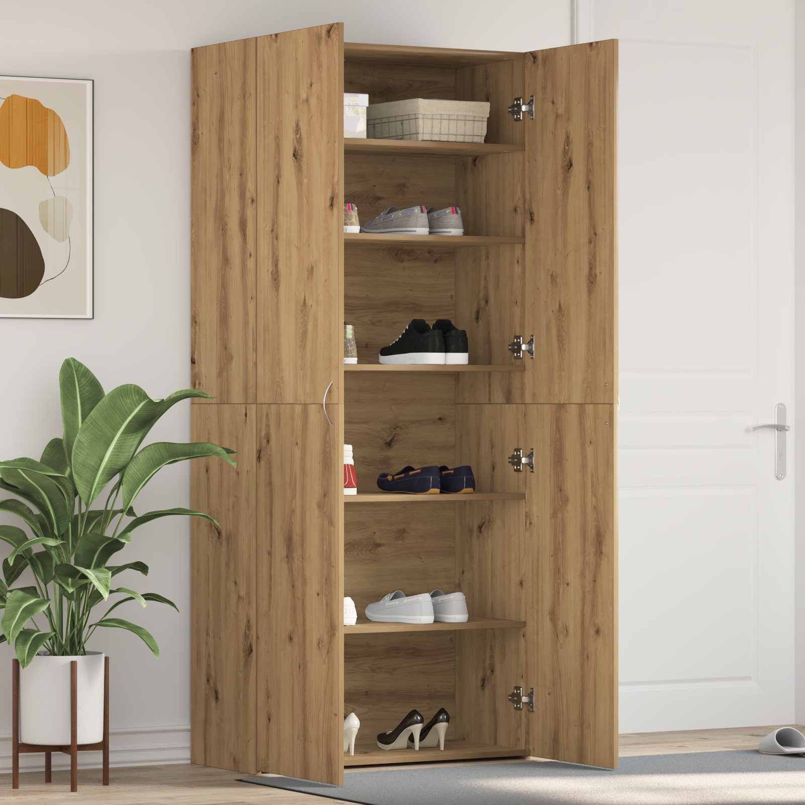 Schoenkast Artisan Eiken 80×35,5×180 cm Gelaagd Hout