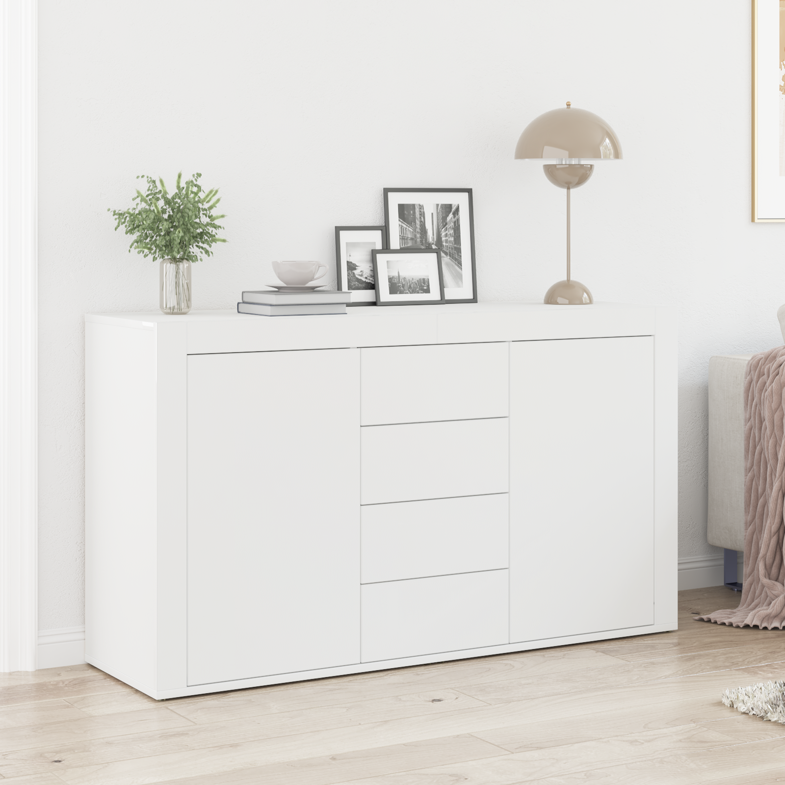 White Sideboard White Wood 120 x 36 x 69 cm Storage