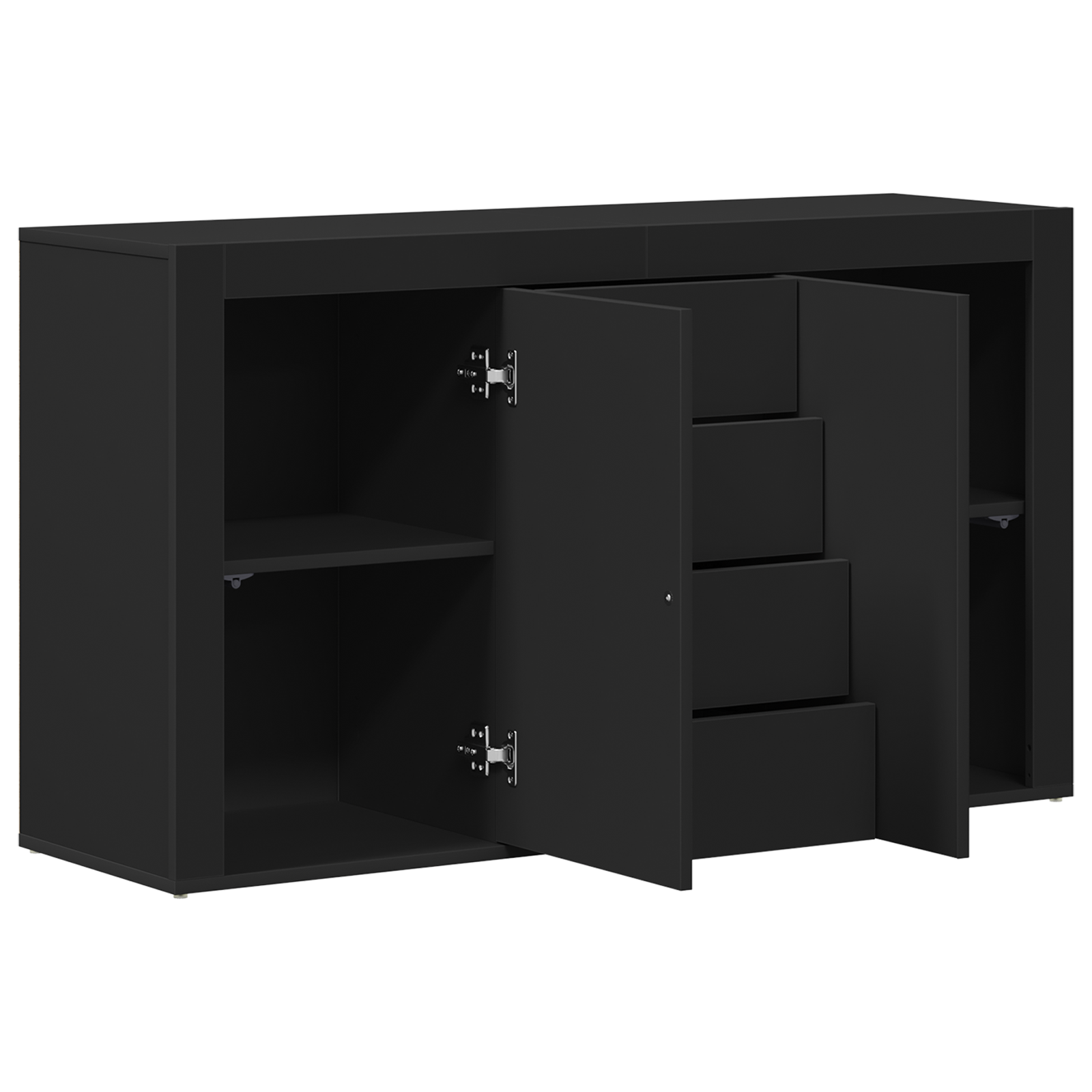Sideboard Black Engineered wood 120 x 36 x 69 cm Storage Buffet - Image 5
