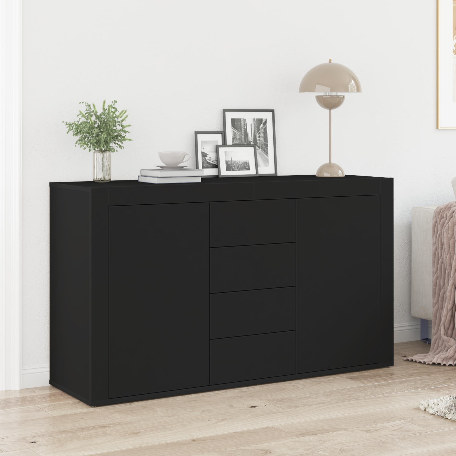 Sideboard Black Engineered wood 120 x 36 x 69 cm Storage Buffet