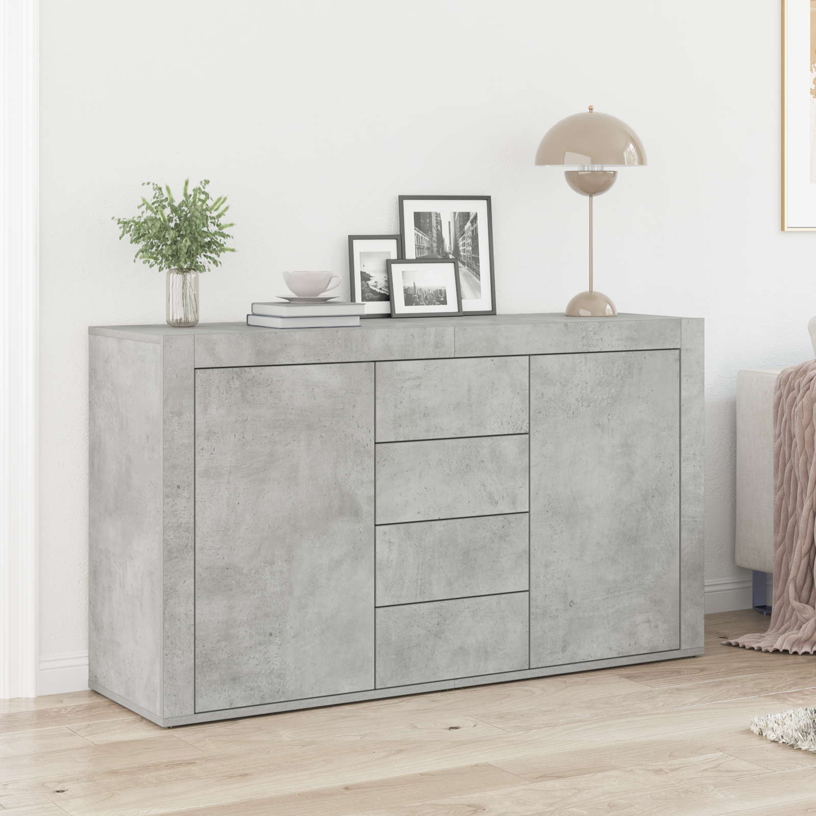 Thumbnail - vidaXL Sideboard Grau-Beton Holzwerkstoff 120 x 36 x 69 cm Stauraum