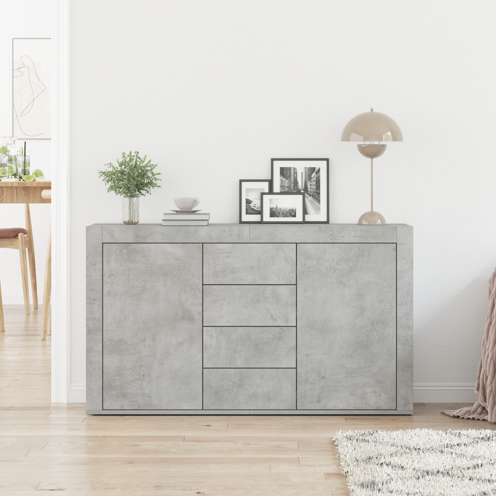 Sideboard Concrete Grey Engineered Wood 120 x 36 x 69 cm Storage - Image 4