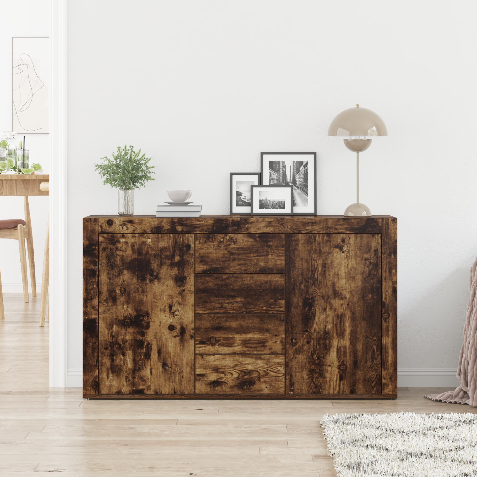 Sideboard Smoked oak Engineered wood 120 x 36 x 69 cm Sideboard - Image 4