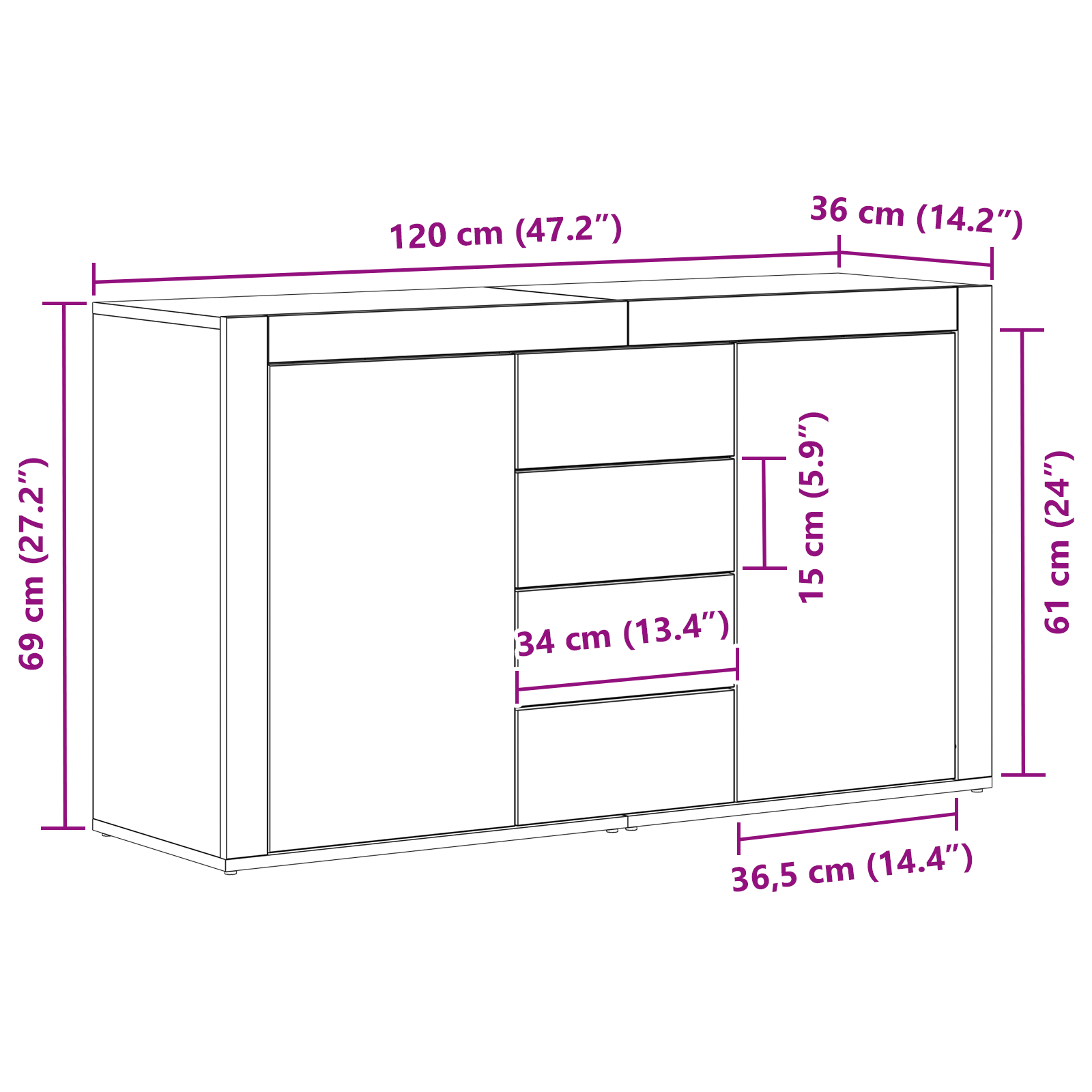 Sideboard Grey sonoma Engineered wood 120 x 36 x 69 cm - Image 11