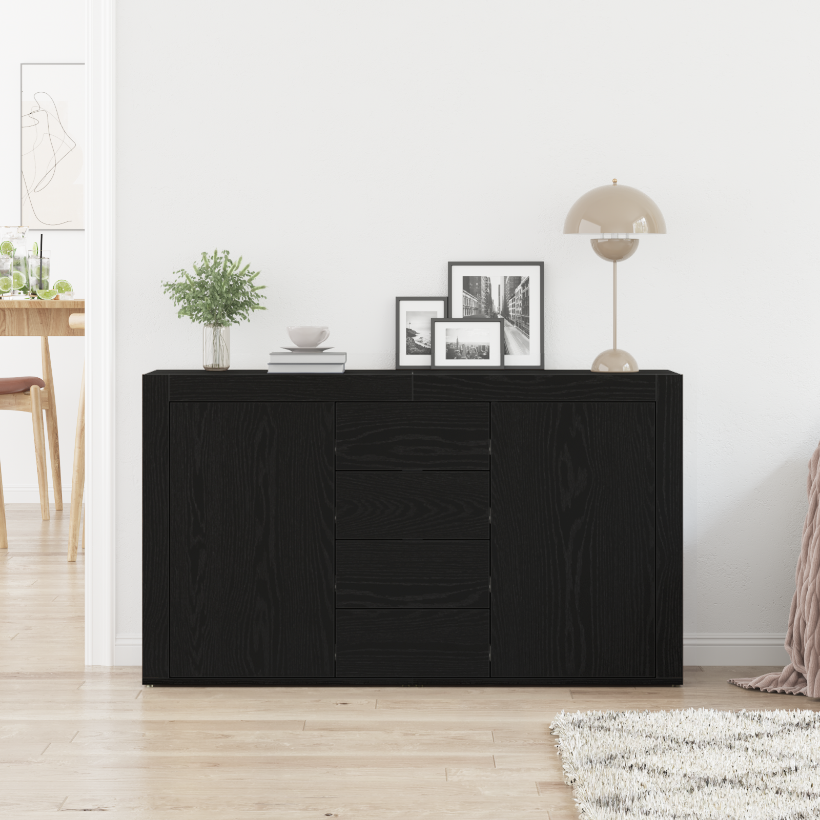 Sideboard Black oak Engineered wood 120 x 36 x 69 cm Storage - Image 4