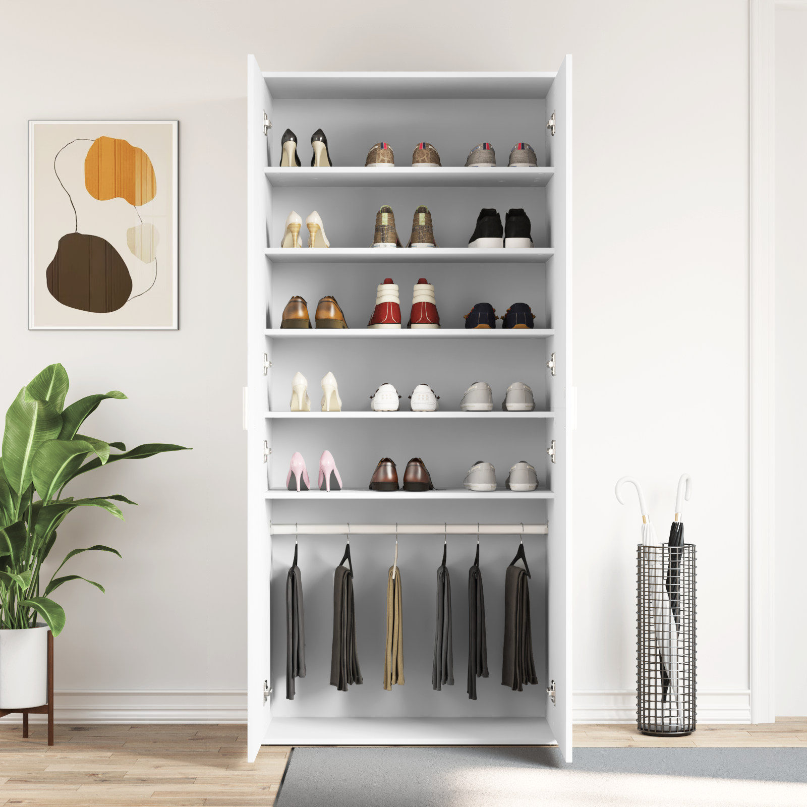 Shoe Cabinet White 80x39x180 cm Engineered Wood - Image 4