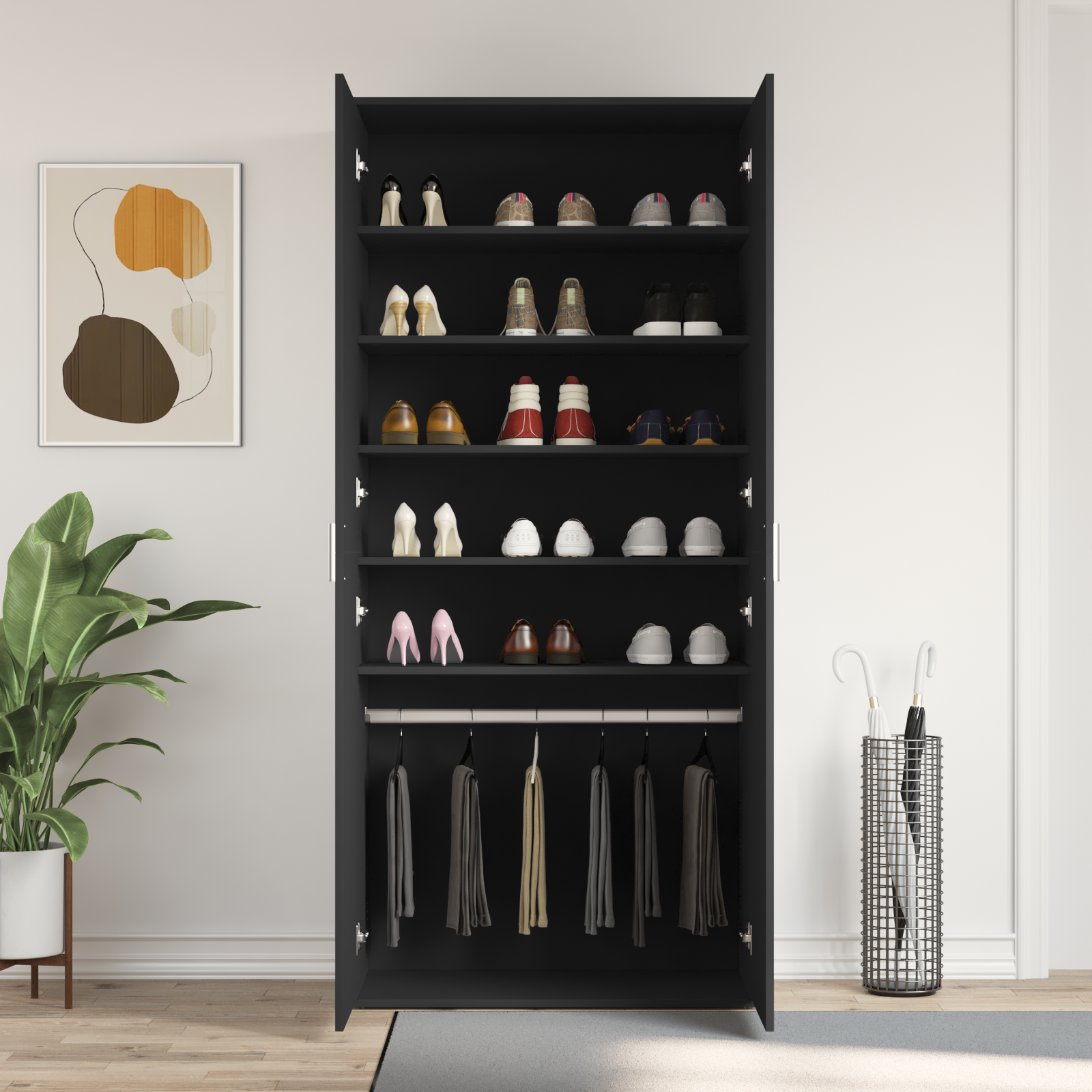 Shoe Cabinet Black 80x39x180 cm Engineered Wood - Image 4