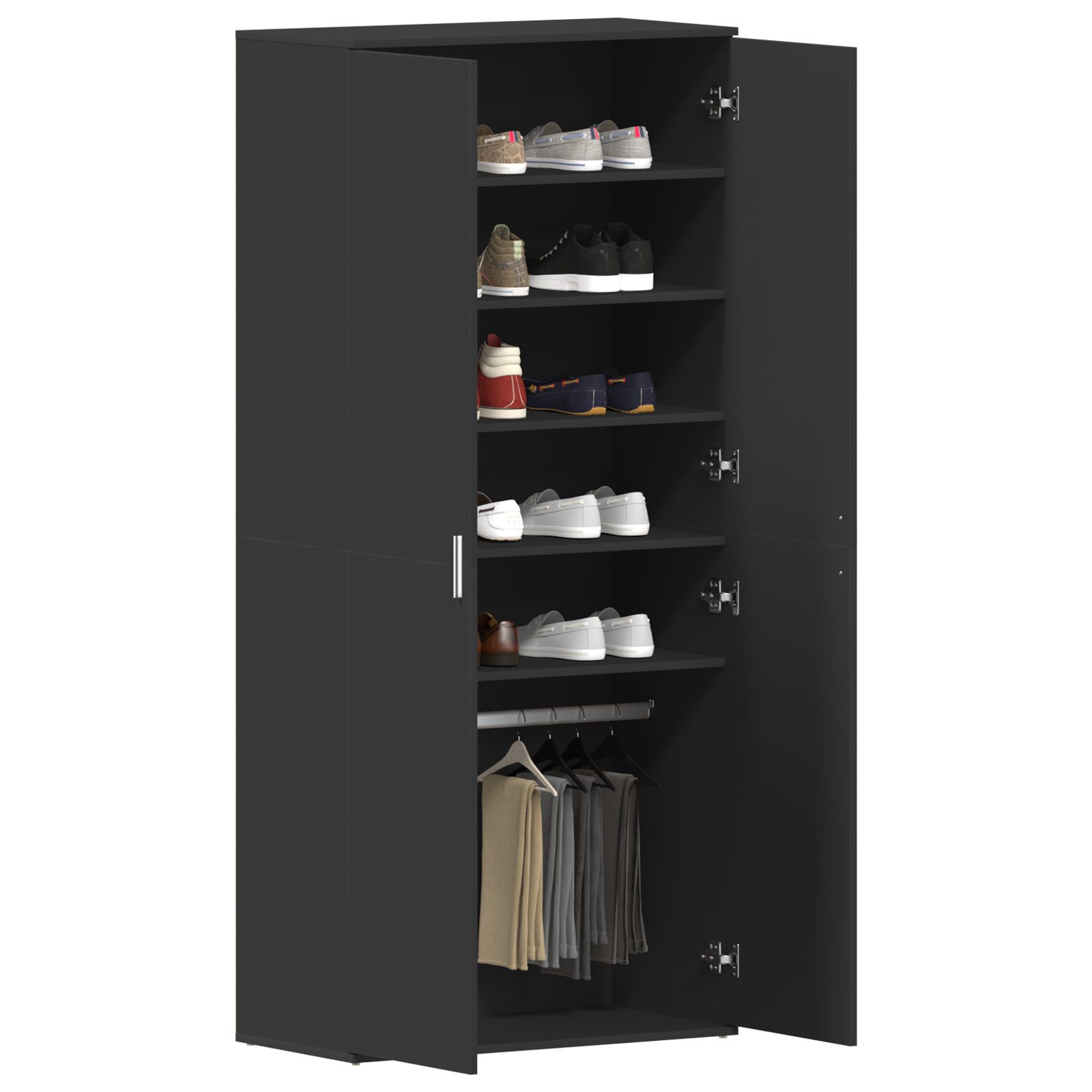 Thumbnail - vidaXL Schuhschrank Schwarz 80x39x180 cm Holzwerkstoff