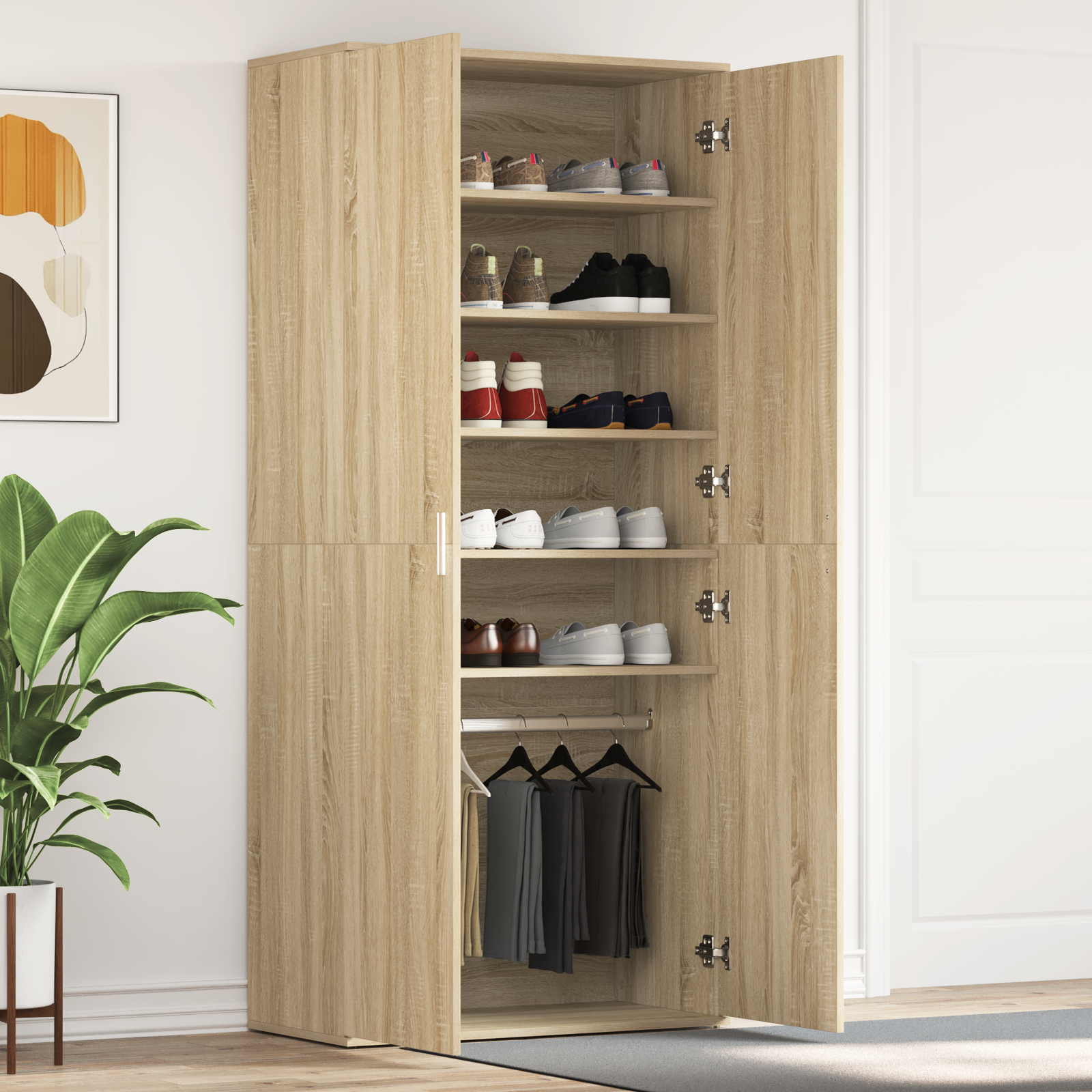 Schoenenkast Sonoma Eik 80x39x180 cm Samengesteld Hout