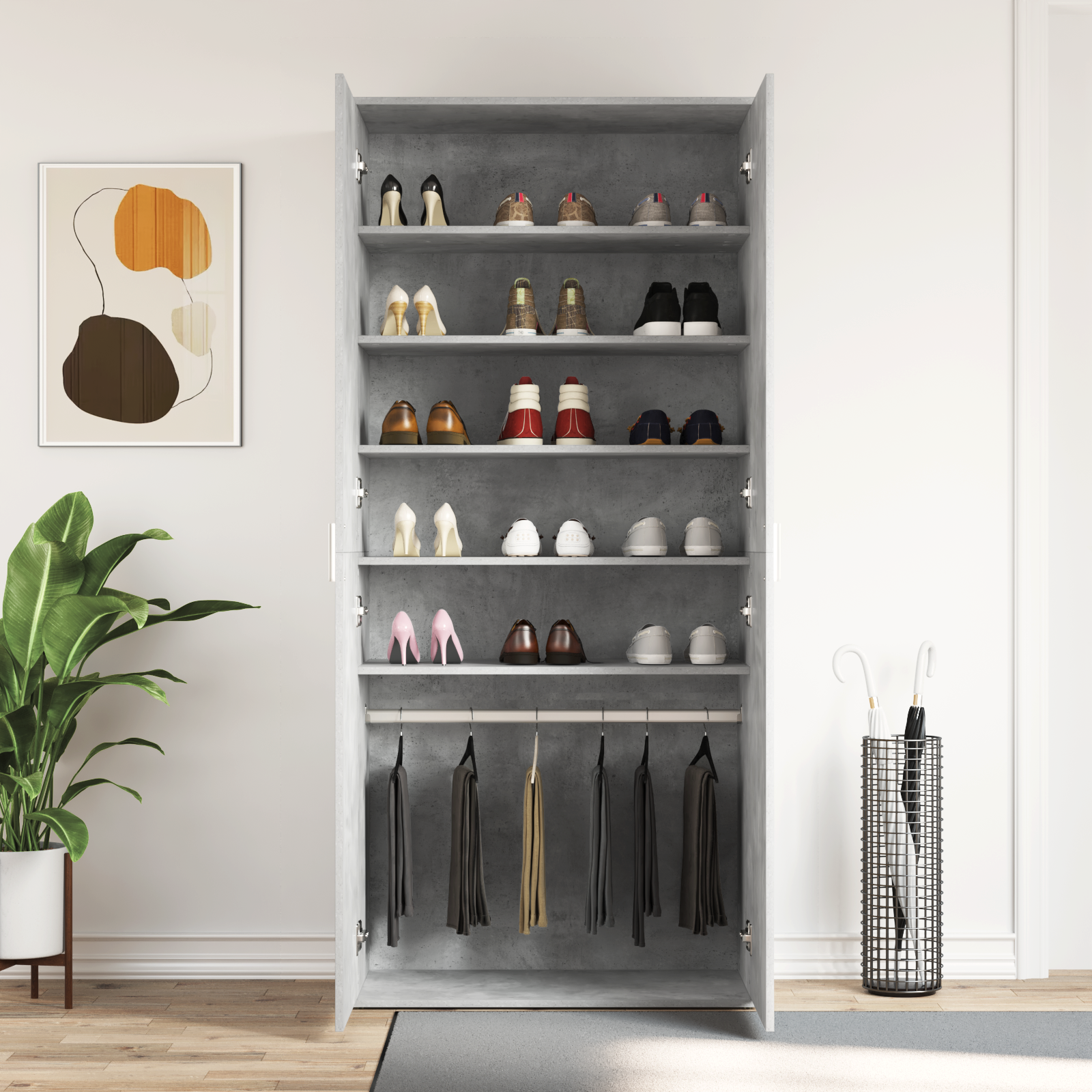 Shoe Cabinet Concrete Grey 80x39x180 cm Engineered Wood - Image 4