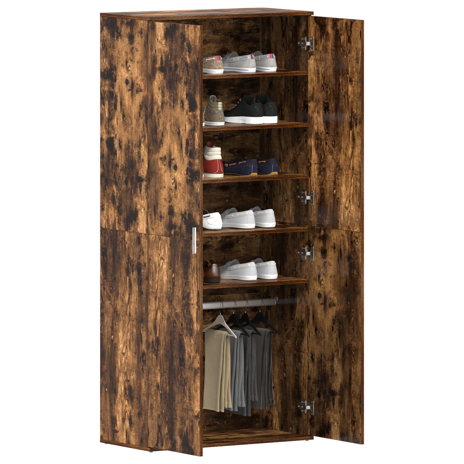 Shoe Cabinet Smoked Oak 80x39x180 cm Engineered Wood - Image 3