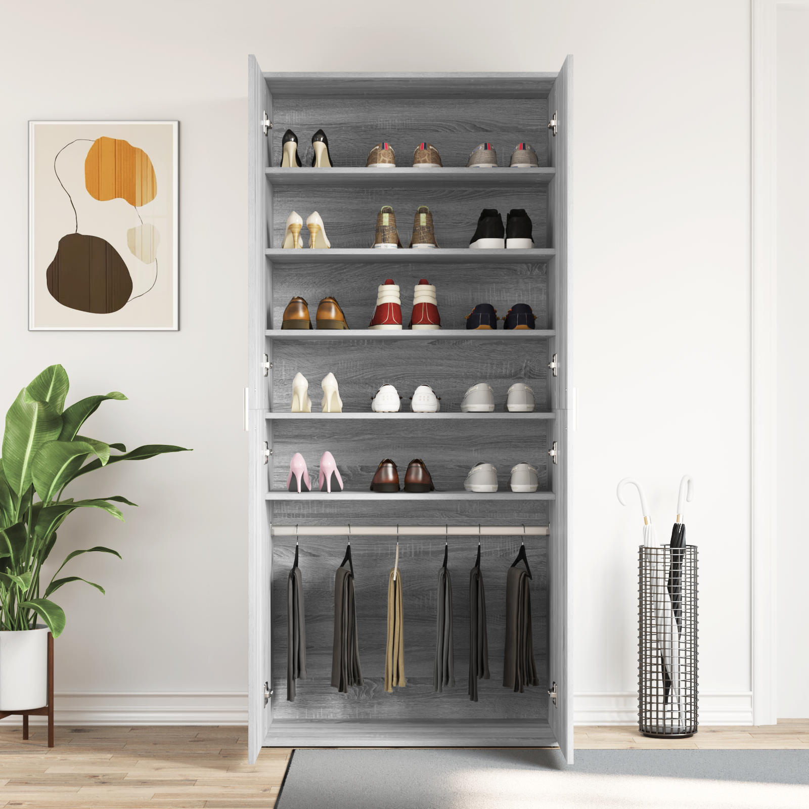 Shoe Cabinet Grey Sonoma 80x39x180 cm Engineered Wood - Image 4