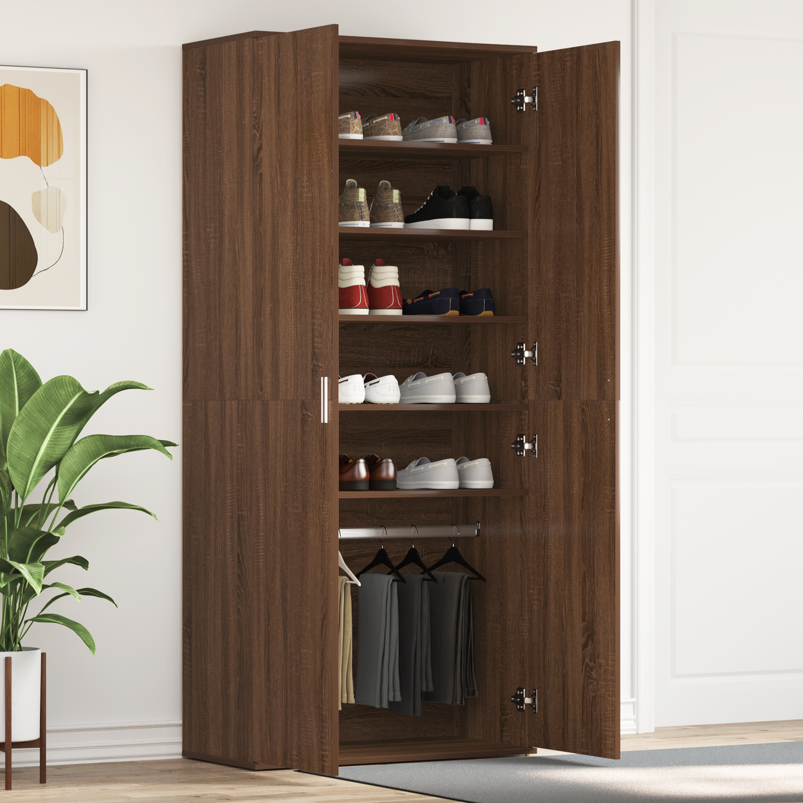 Schoenenkast Bruin Eiken 80x39x180 cm