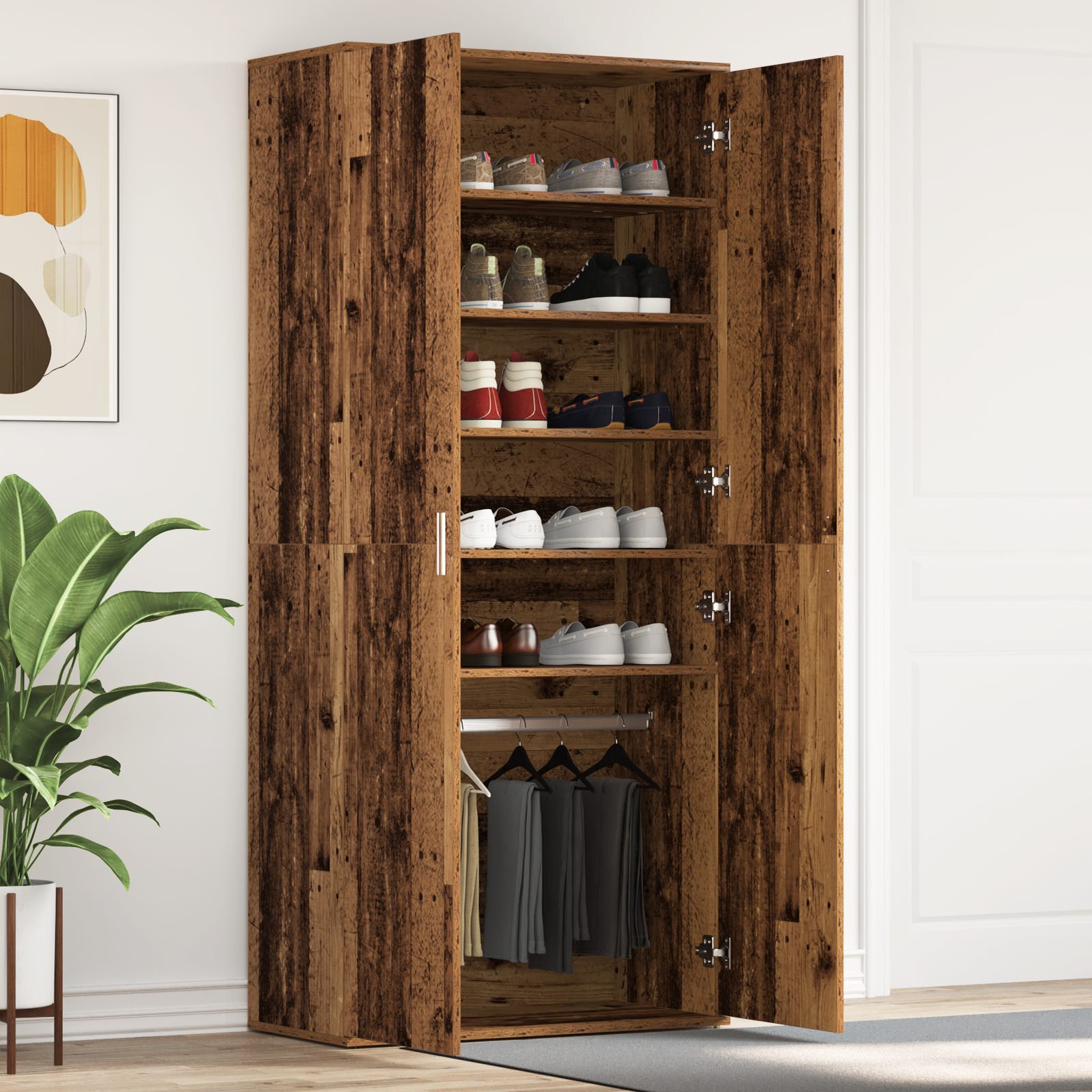 Thumbnail - vidaXL Schuhschrank Altholz 80x39x180 cm Holzwerkstoff