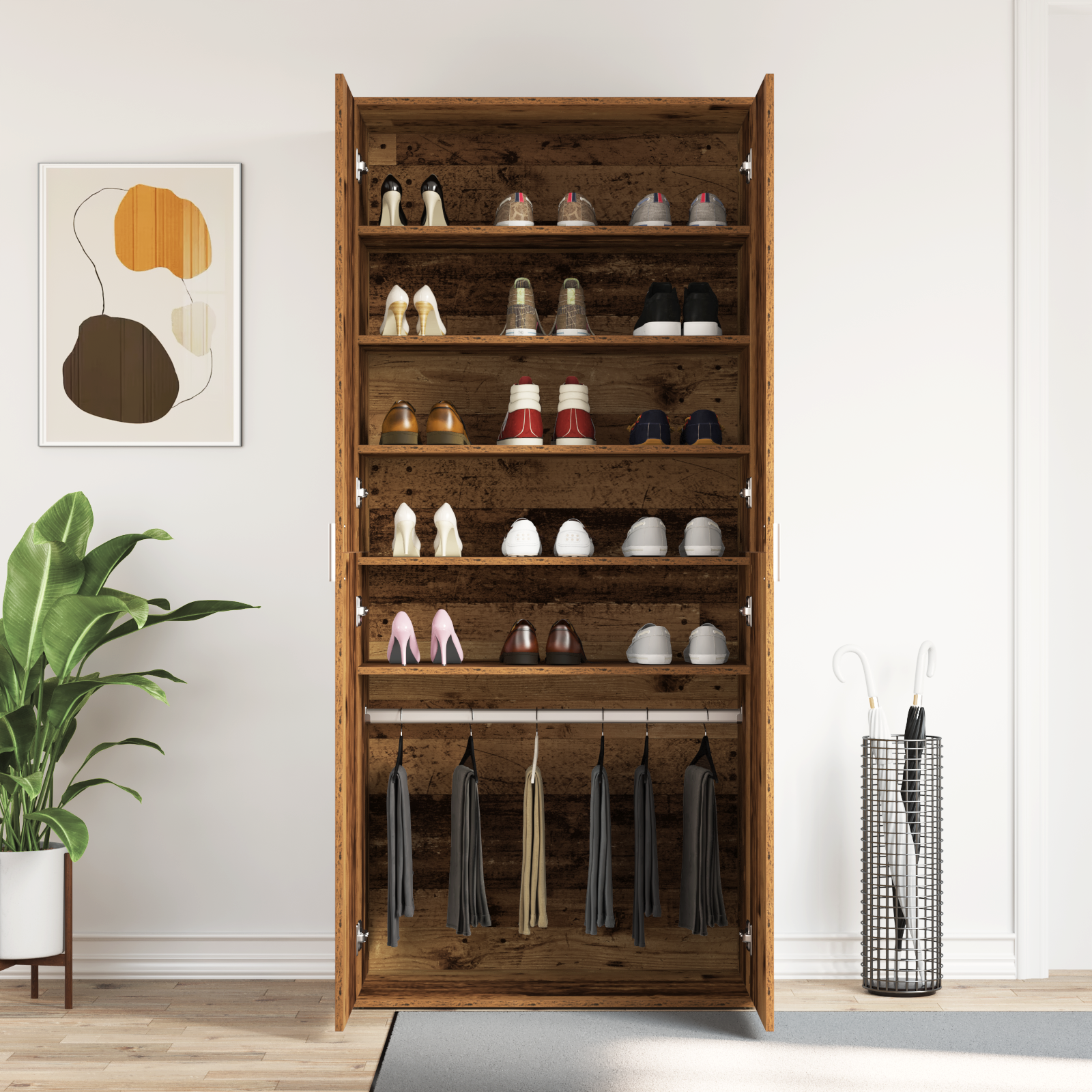 Shoe Cabinet Old Wood 80x39x180 cm Engineered Wood - Image 4