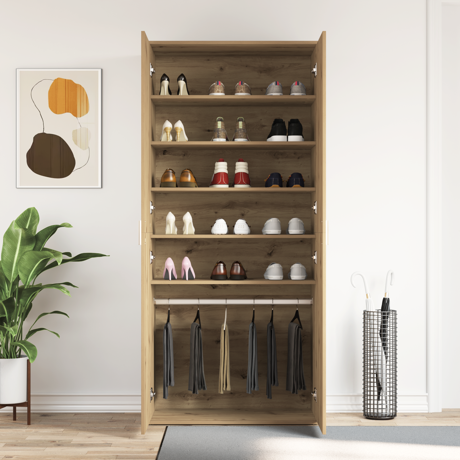Shoe Cabinet Artisan Oak 80x39x180 cm Engineered Wood - Image 4