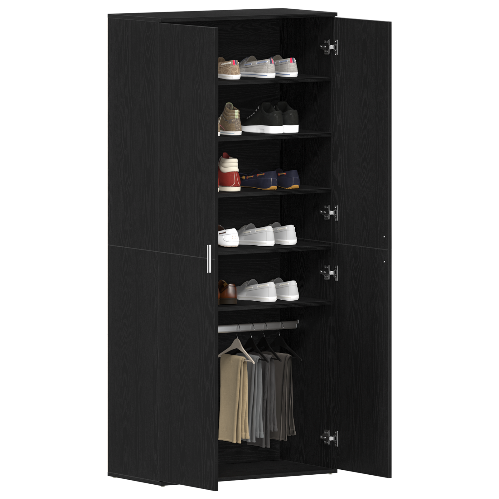 Shoe Cabinet Black Oak 80x39x180 cm Engineered Wood - Image 3