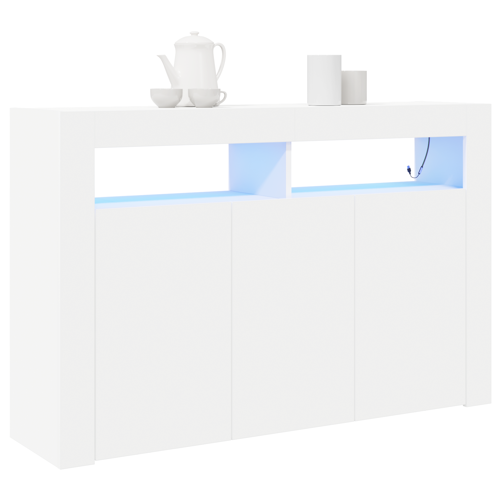 White Sideboard White Engineered wood 116 x 30 x 75 cm Modern - Image 3