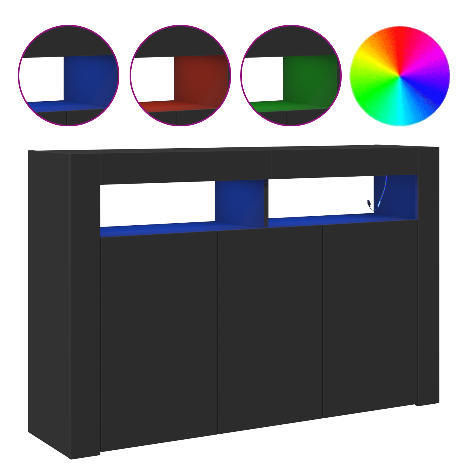 Sideboard Black Engineered wood 116 x 30 x 75 cm Sideboard - Image 4