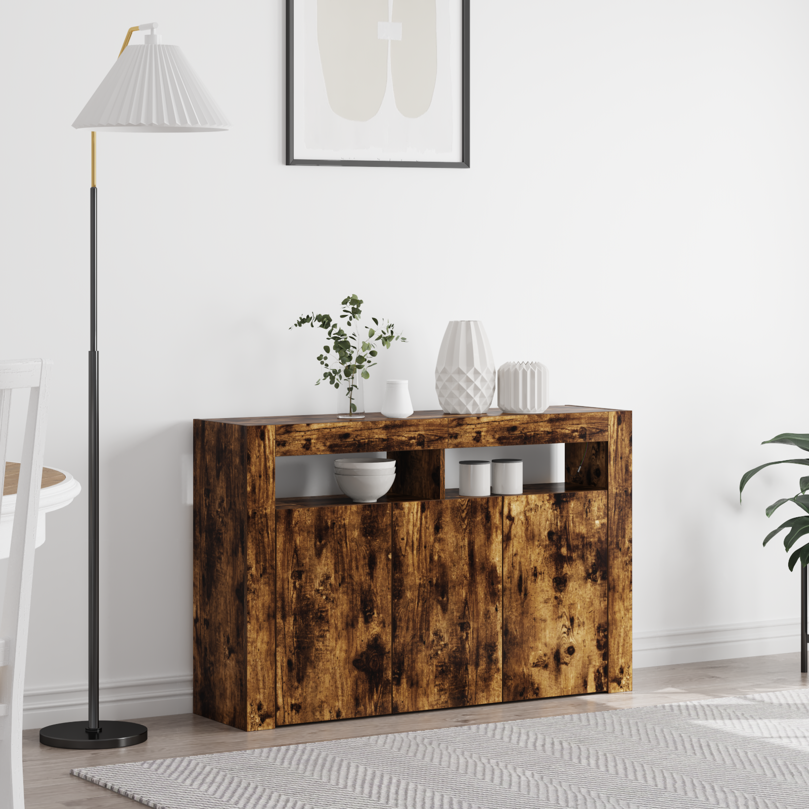 Sideboard Smoked Oak Engineered Wood 116 x 30 x 75 cm