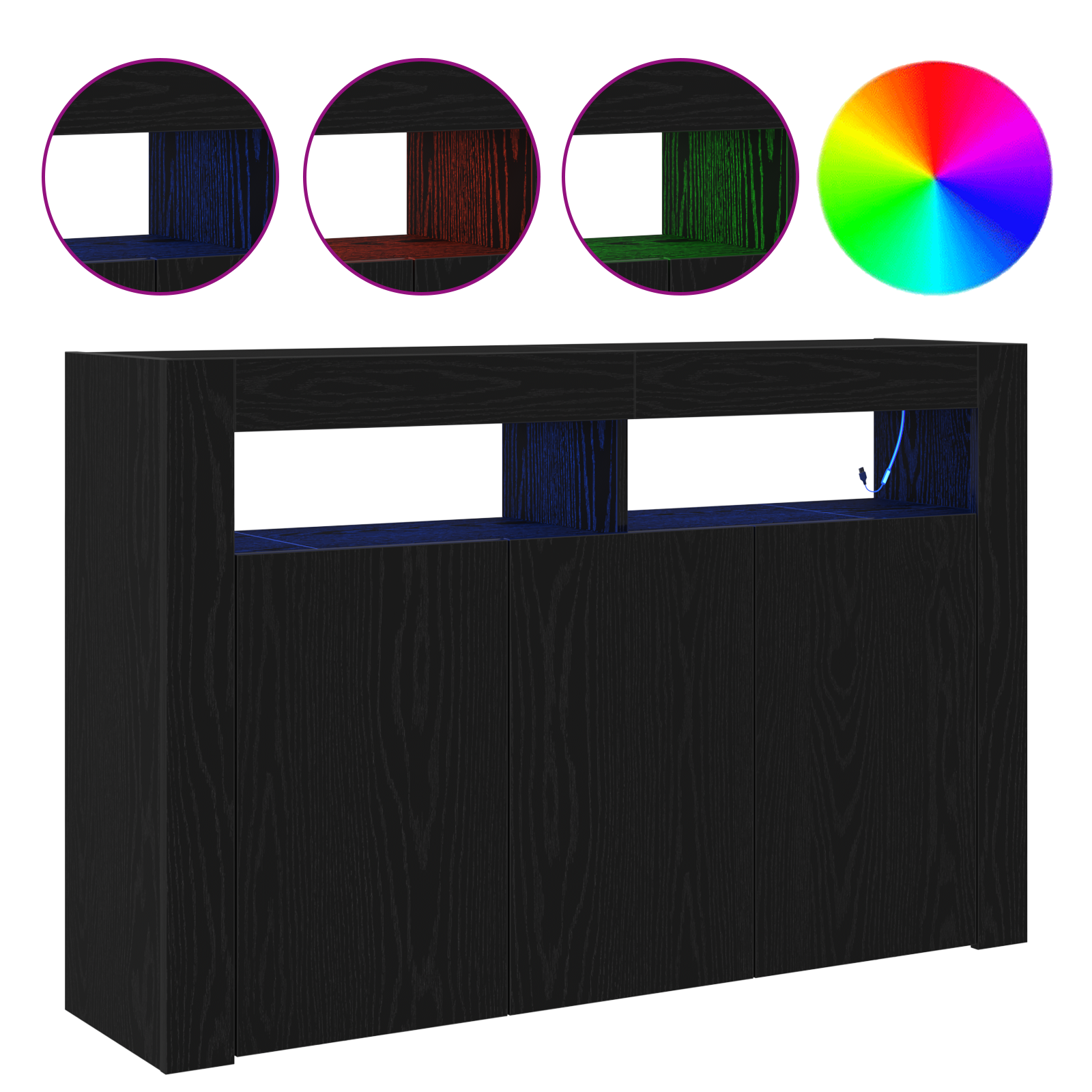 Sideboard Black oak Engineered wood 116 x 30 x 75 cm - Image 4