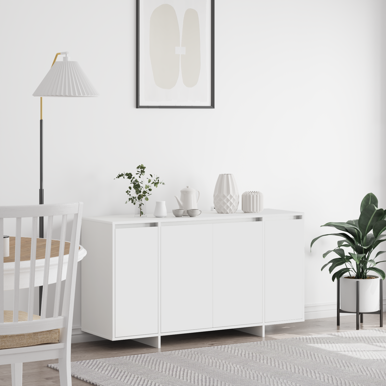 Thumbnail - vidaXL Weißes Sideboard Weiß Holz 135 x 41 x 75 cm Weißes Sideboard