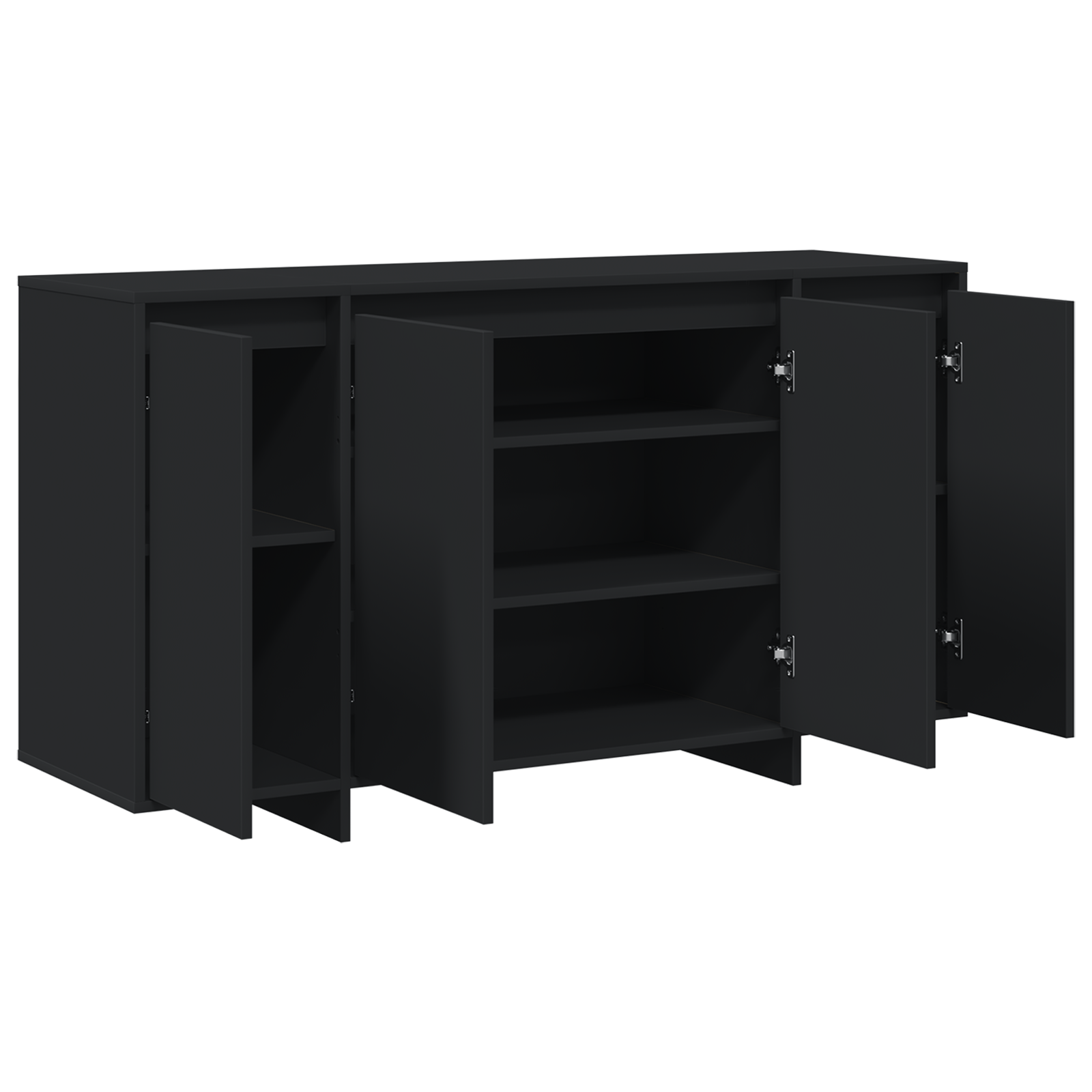 Black Sideboard Black Engineered wood 135 x 41 x 75 cm - Image 5