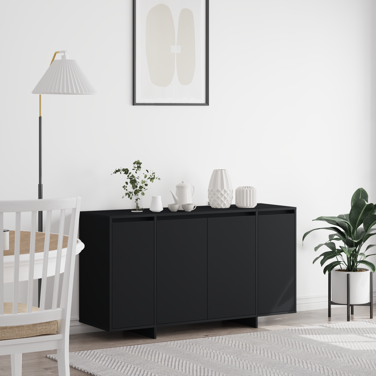 Black Sideboard Black Engineered wood 135 x 41 x 75 cm