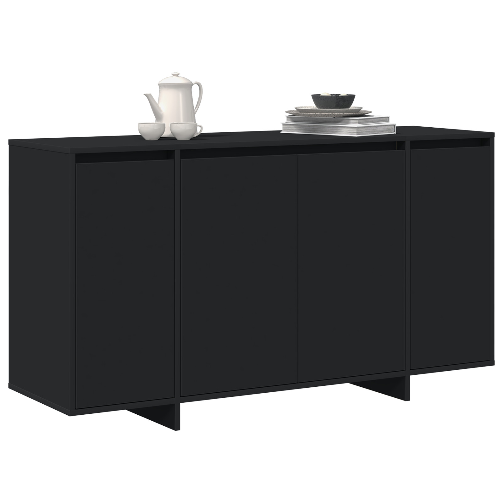 Black Sideboard Black Engineered wood 135 x 41 x 75 cm - Image 3