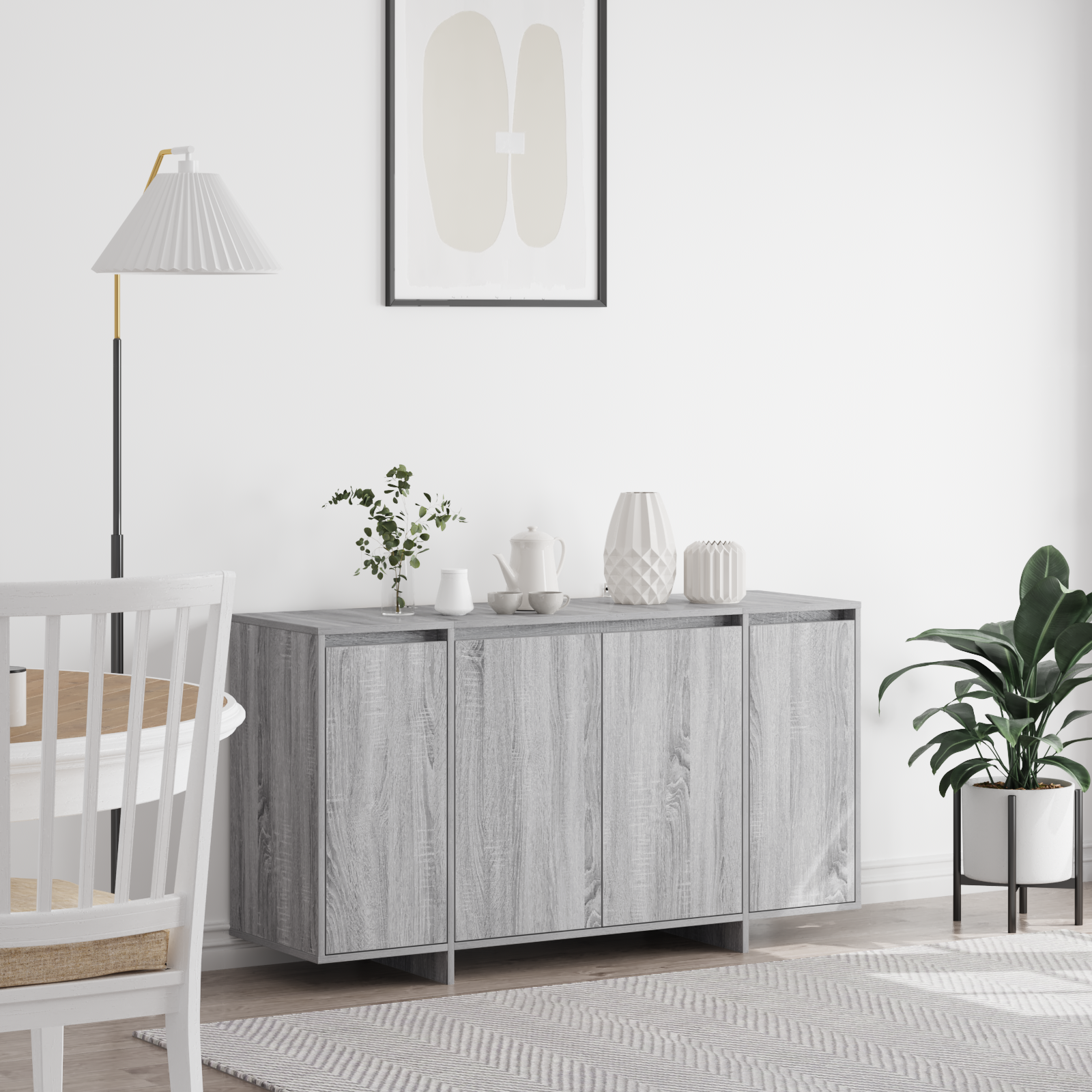 Grey Sideboard Grey sonoma Engineered wood 135 x 41 x 75 cm