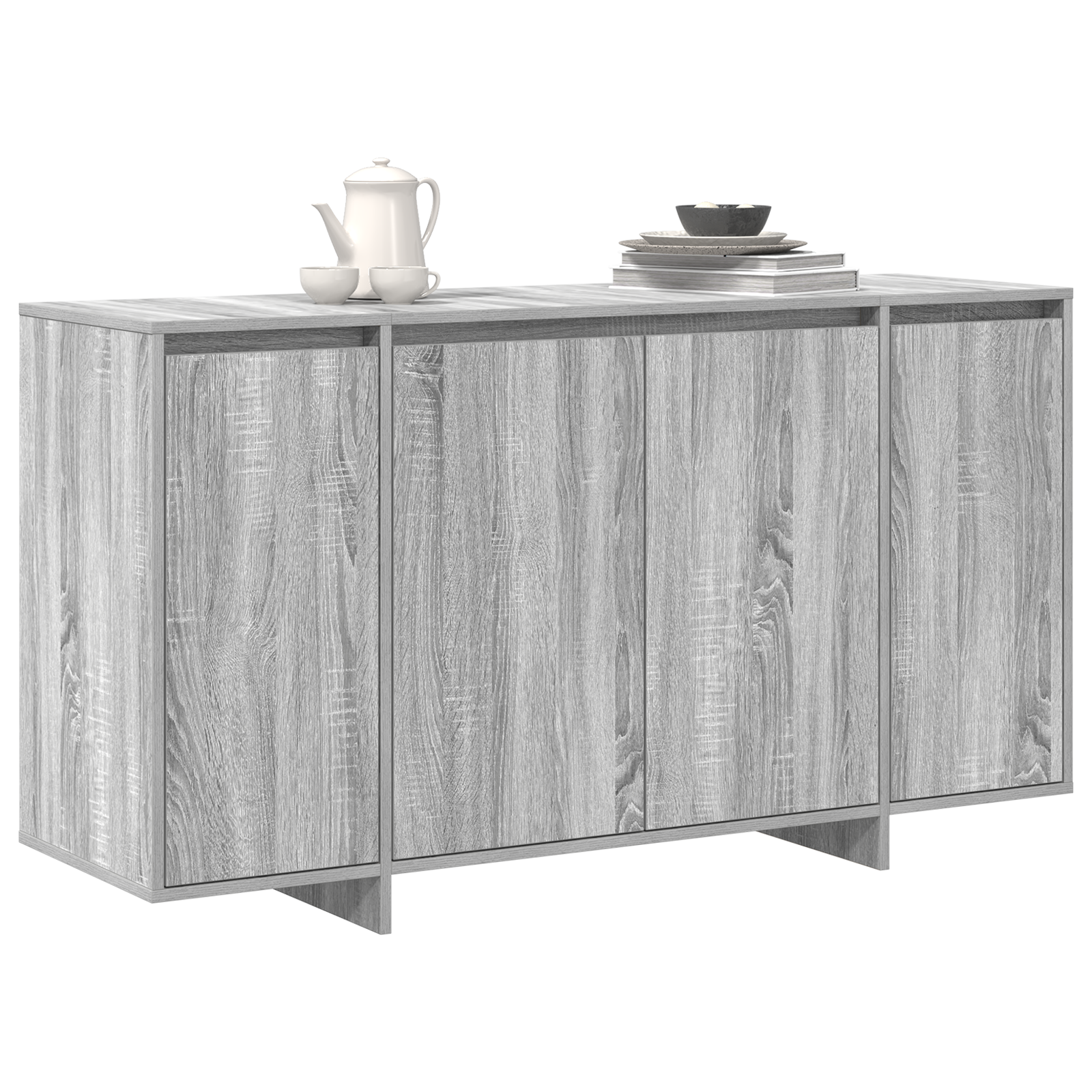 Grey Sideboard Grey sonoma Engineered wood 135 x 41 x 75 cm - Image 3