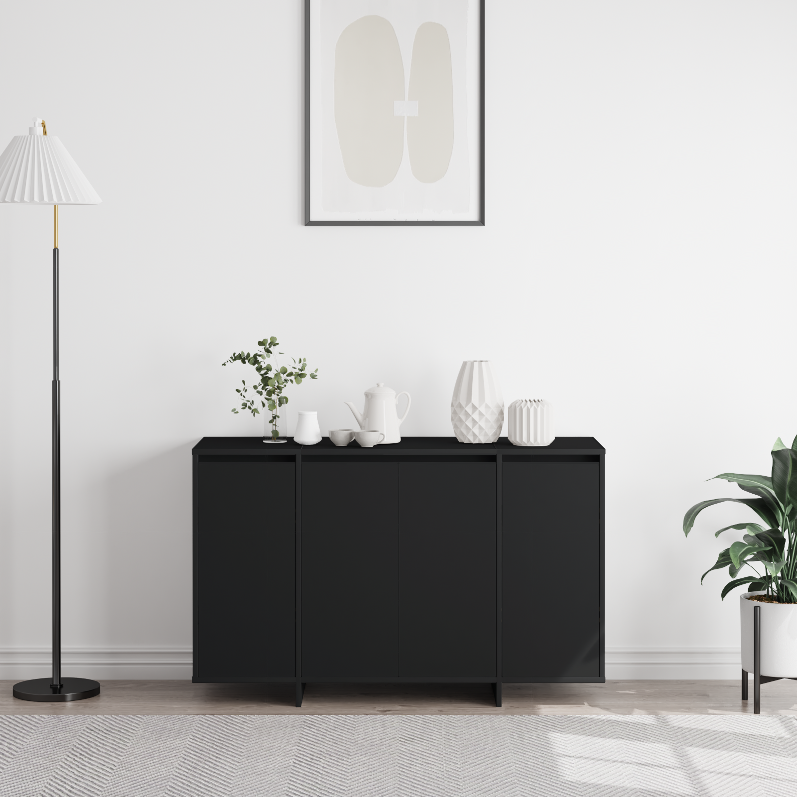 Black Sideboard Black Engineered wood 120 x 41 x 75 cm - Image 4