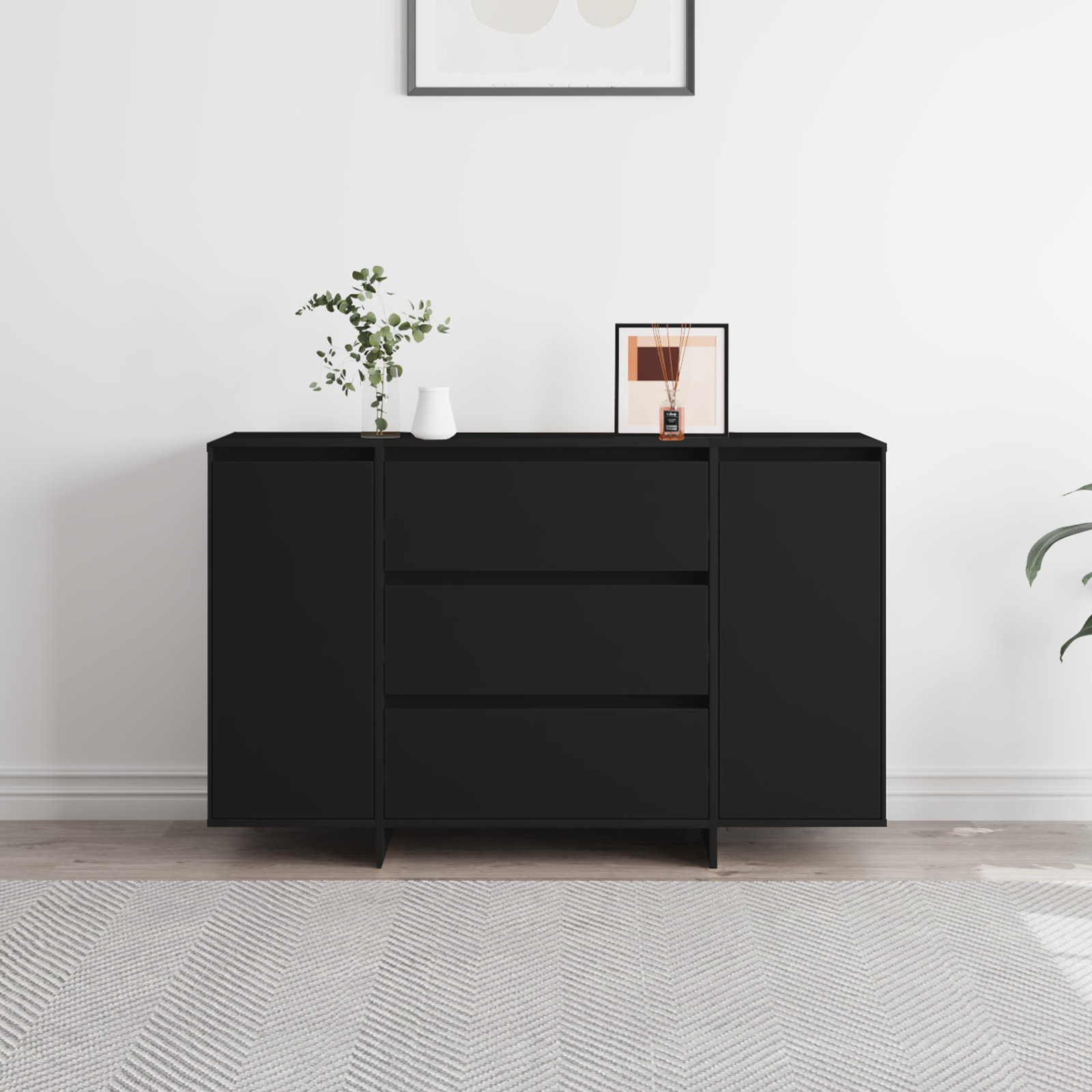 Sideboard Black 120x41x75 cm Engineered Wood - Image 4