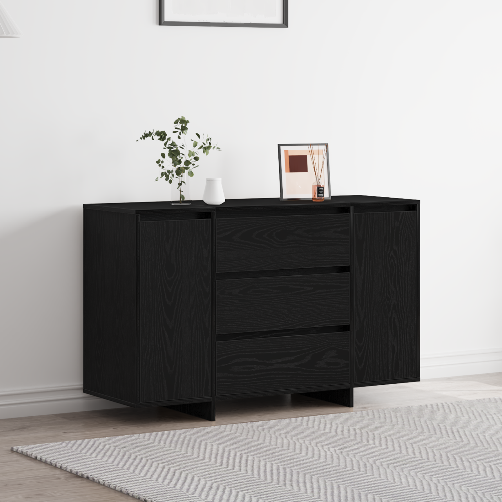 Sideboard Black Oak 120x41x75 cm Engineered Wood