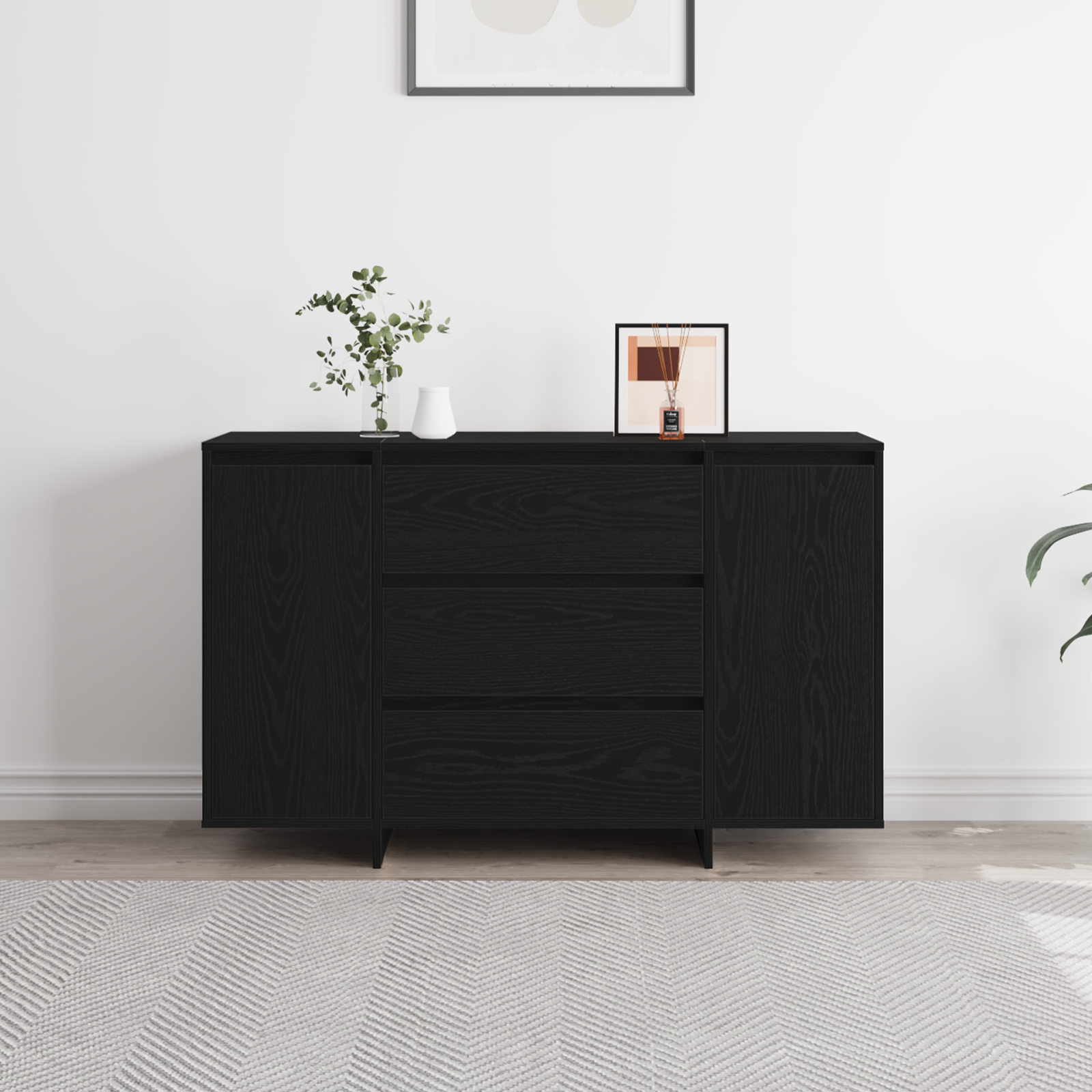 Sideboard Black Oak 120x41x75 cm Engineered Wood - Image 4